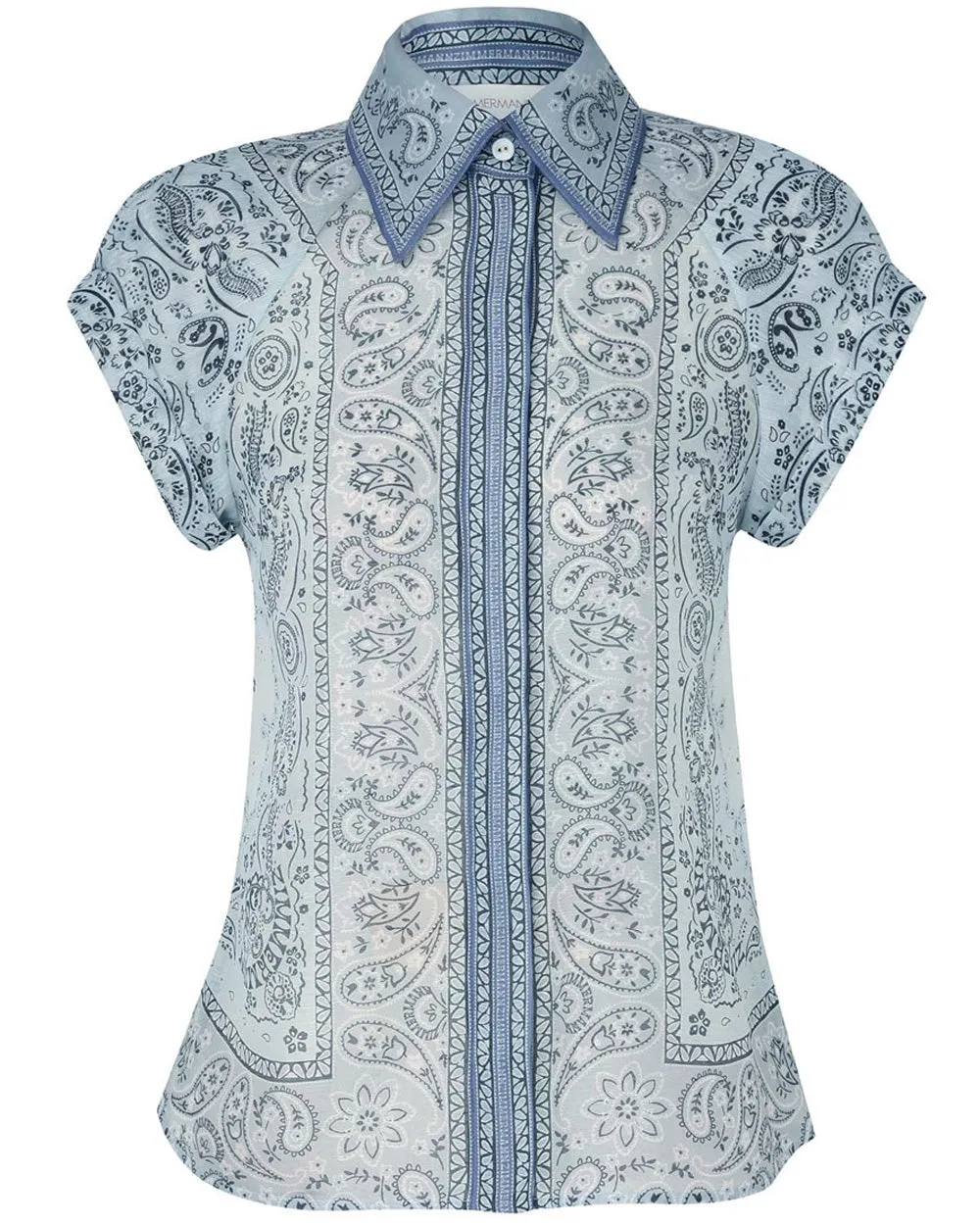 Blue Bandana Blouse with Matchmaker Collar