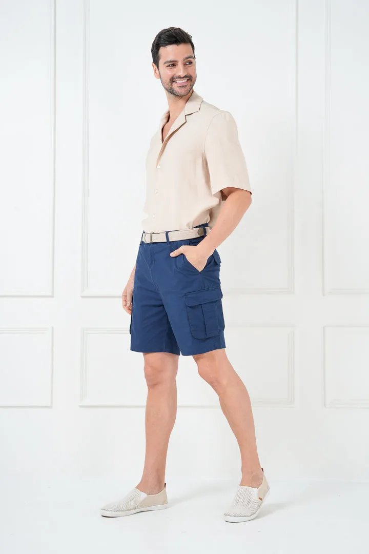 Blue Cargo Shorts Ripstop Textured