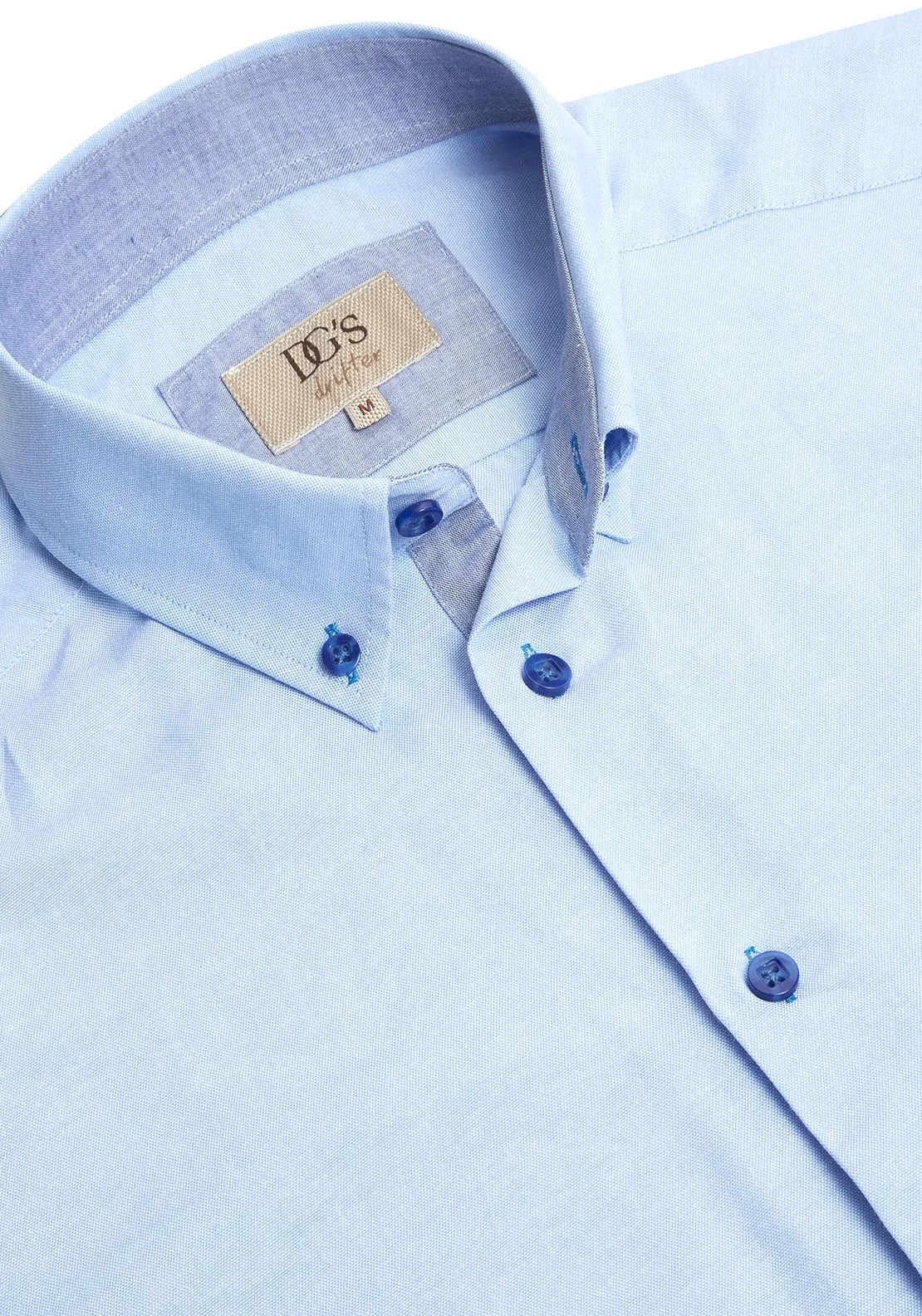 Blue Plain Short Sleeve Shirt.