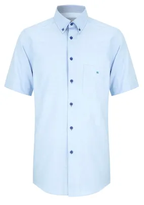 Blue Plain Short Sleeve Shirt.