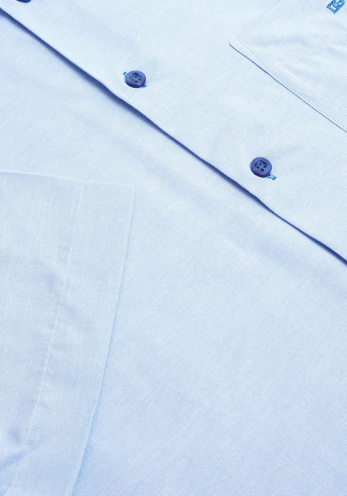 Blue Plain Short Sleeve Shirt.