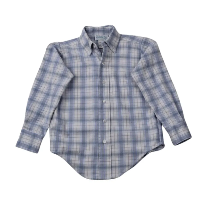 blue tan plaid button down shirt for sale