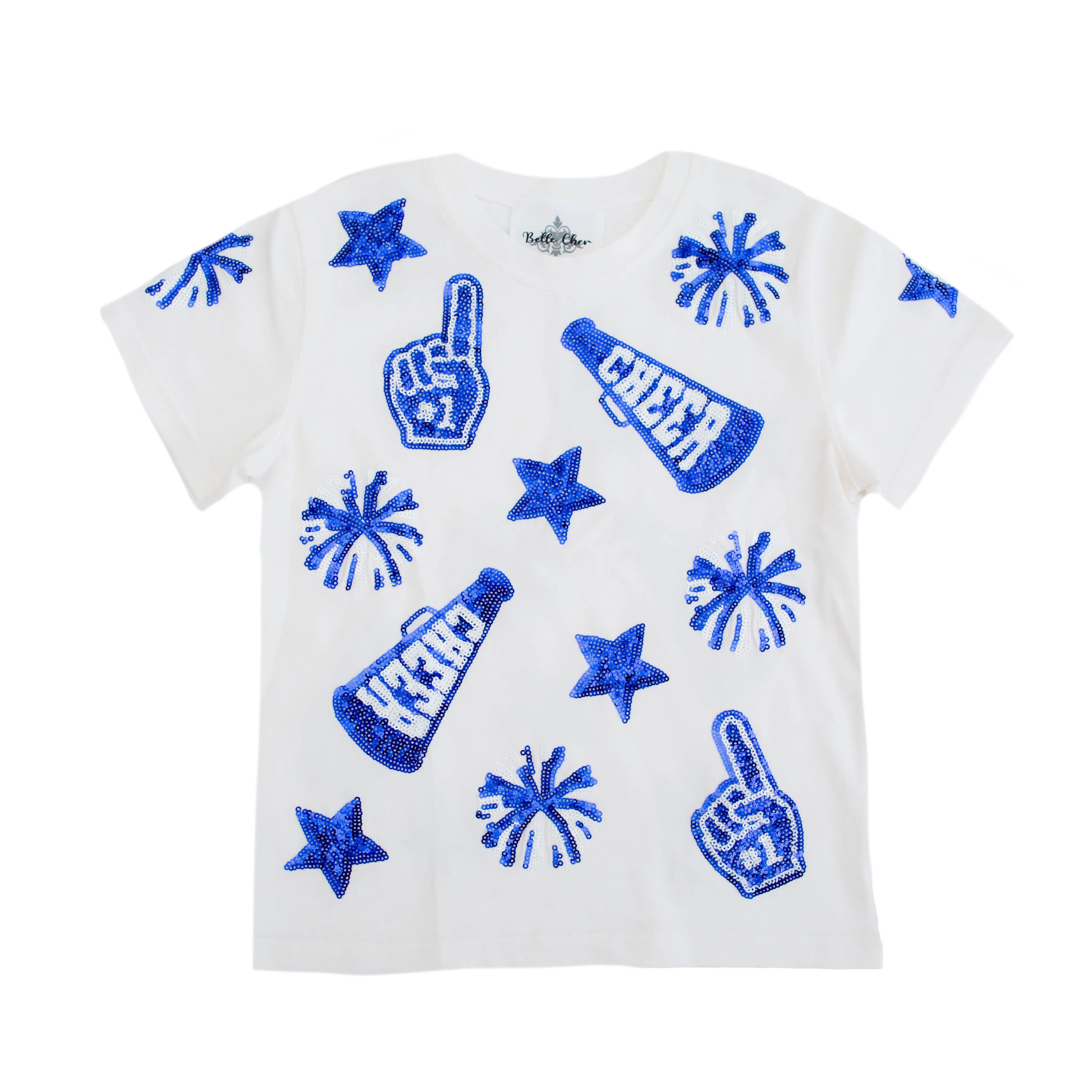 Blue White Cheer Shirt Kids