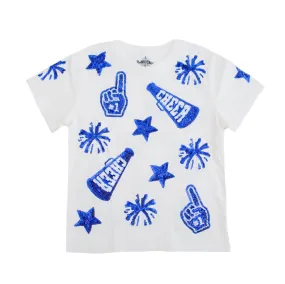 Blue White Cheer Shirt Kids