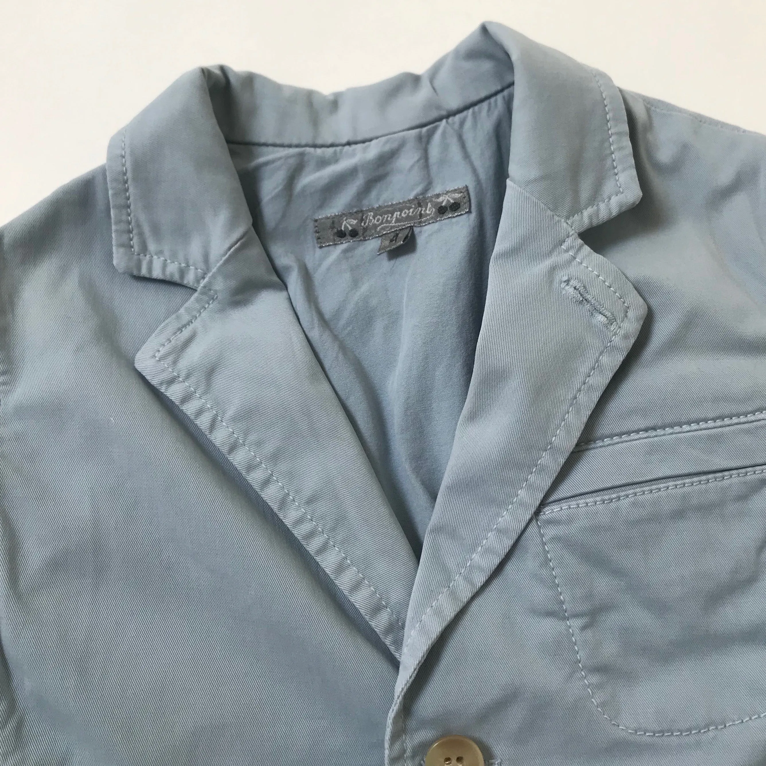 Bonpoint Cotton Blazer, Duck Egg Blue, Size 4 Years.