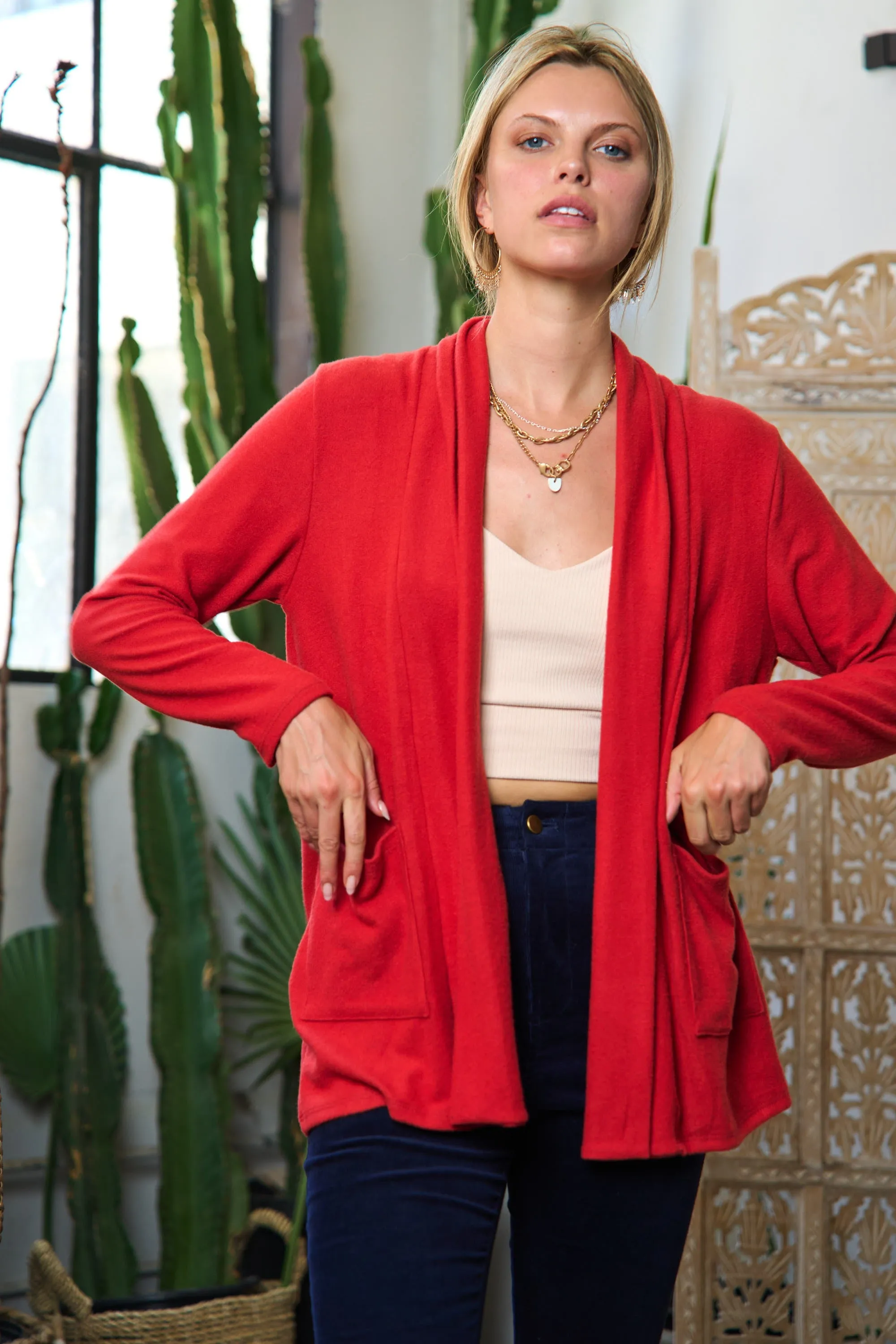 Cardigan - Burnt Red: Find Your Perfect Fit at Where You Stand