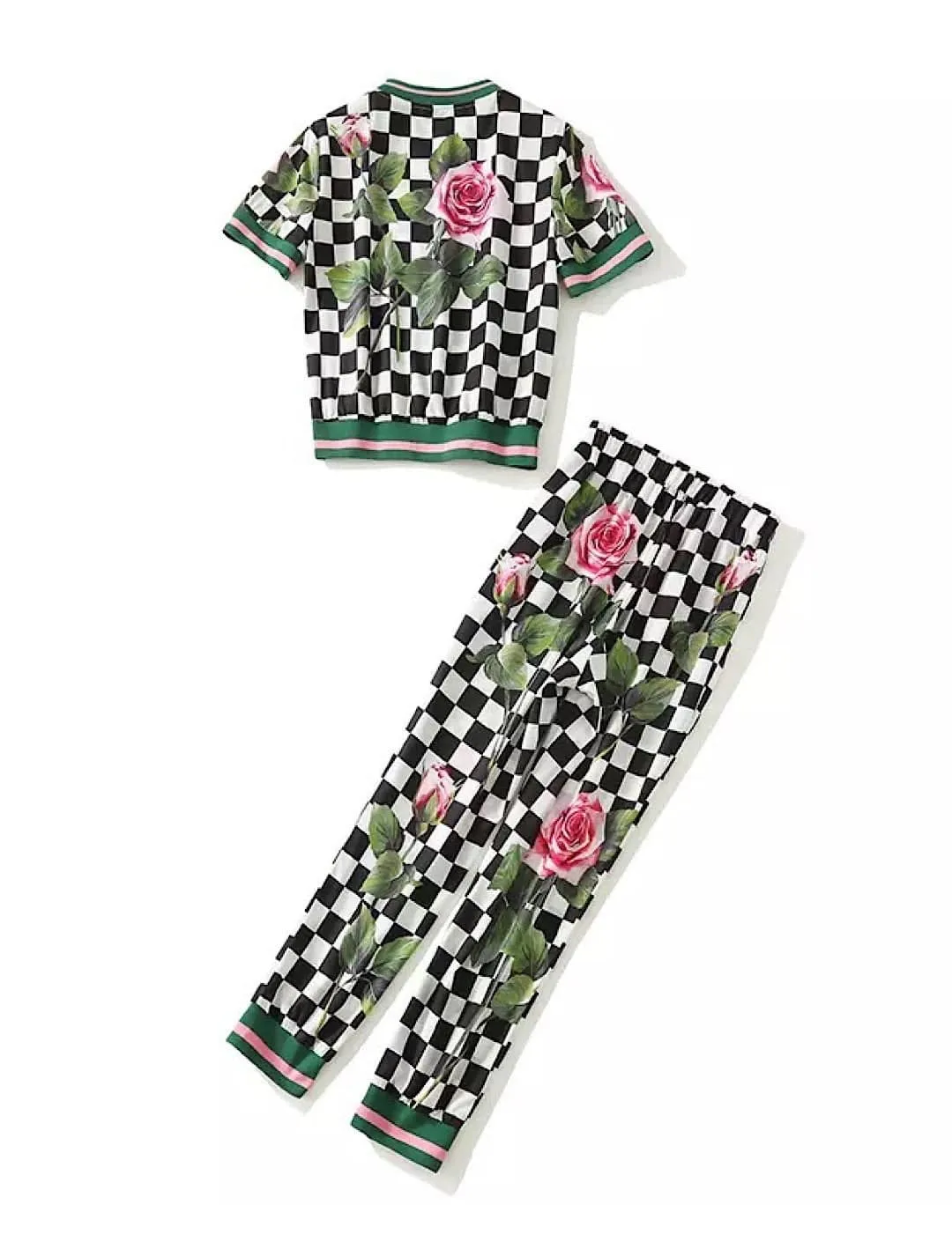 Checkers Rose Print Outfit