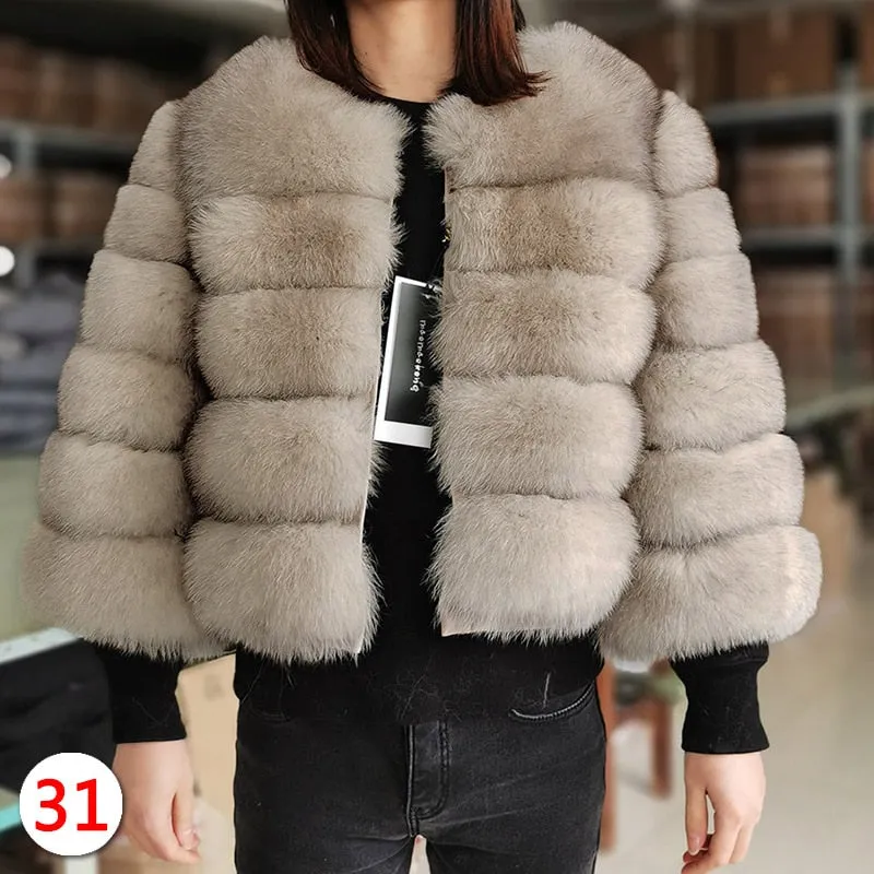 Chinchilla Fur Jacket - High Street Winter Luxury - Women's Natural Color