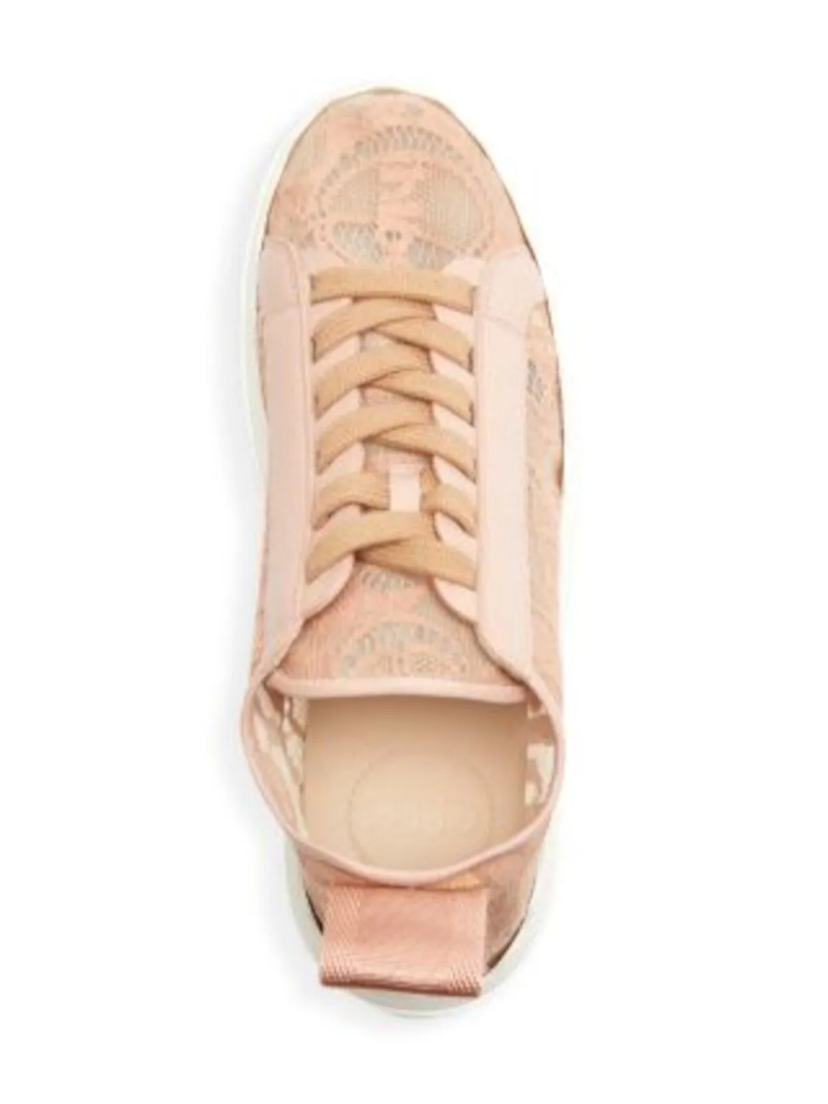 CHLOE Pink Logo Lace Back Pull-Tab Scalloped Lauren Round Toe Platform Sneakers