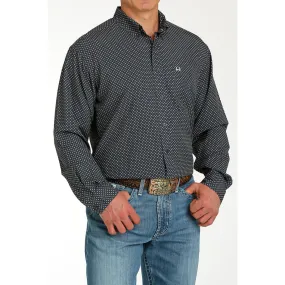 Cinch Men's Navy Geometric Patterned Long Sleeve Shirt