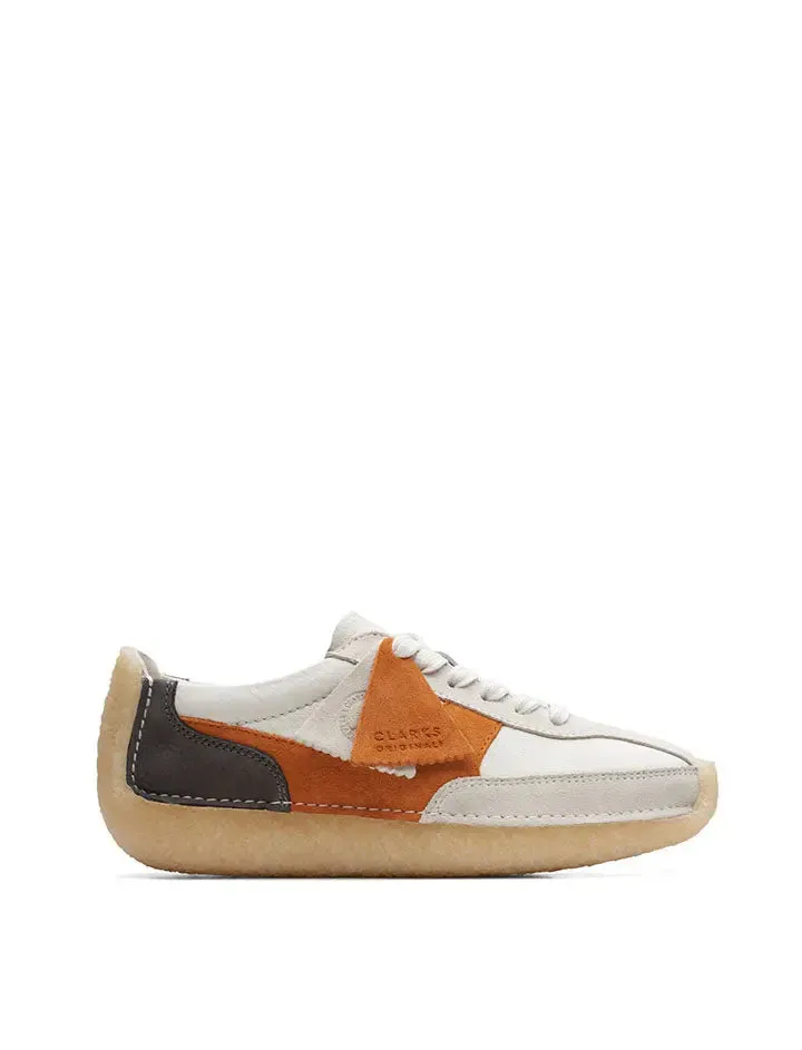 Clarks women's white/orange Natalie Run trainers.