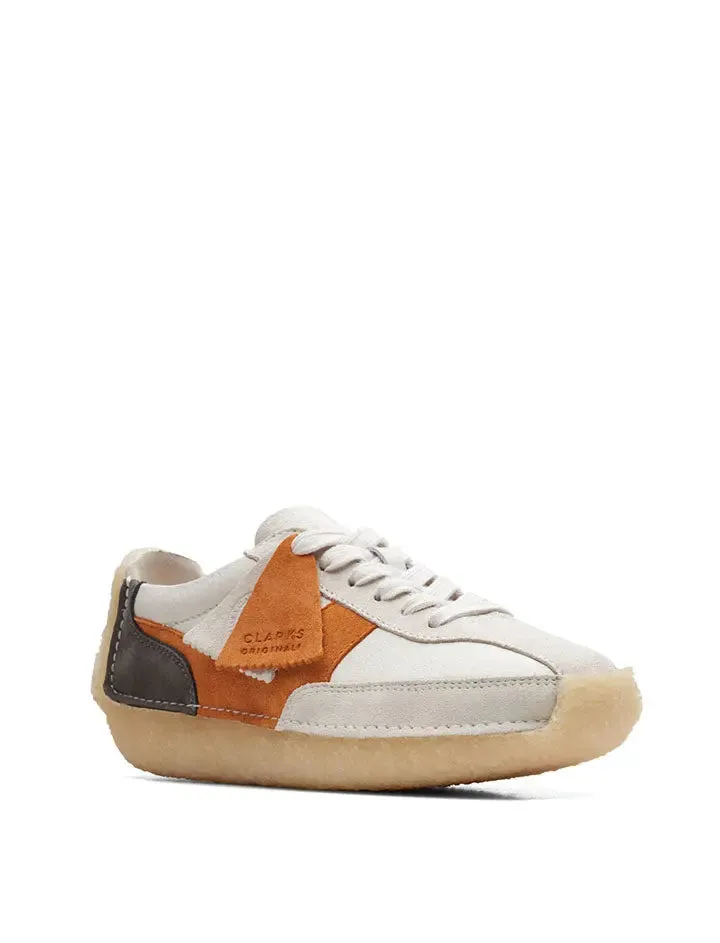 Clarks women's white/orange Natalie Run trainers.