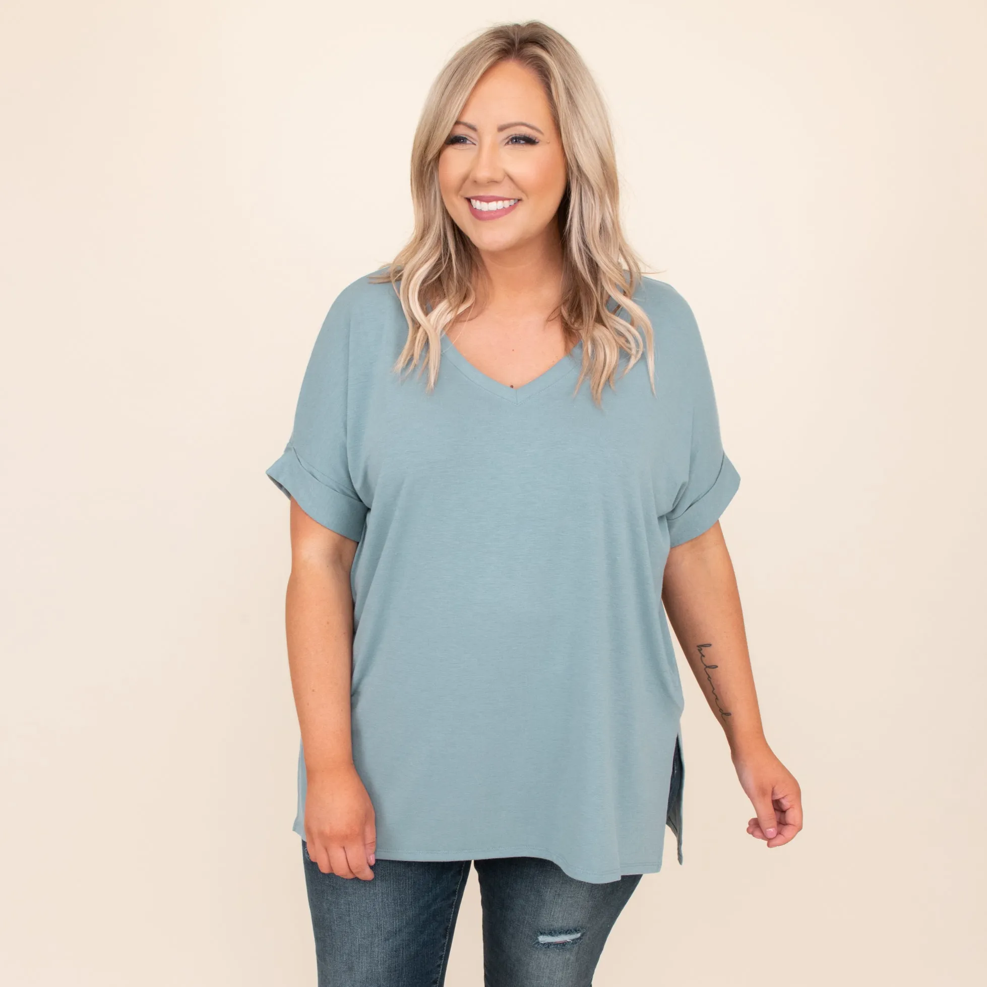 Comfy Travel Top, Blue Grey