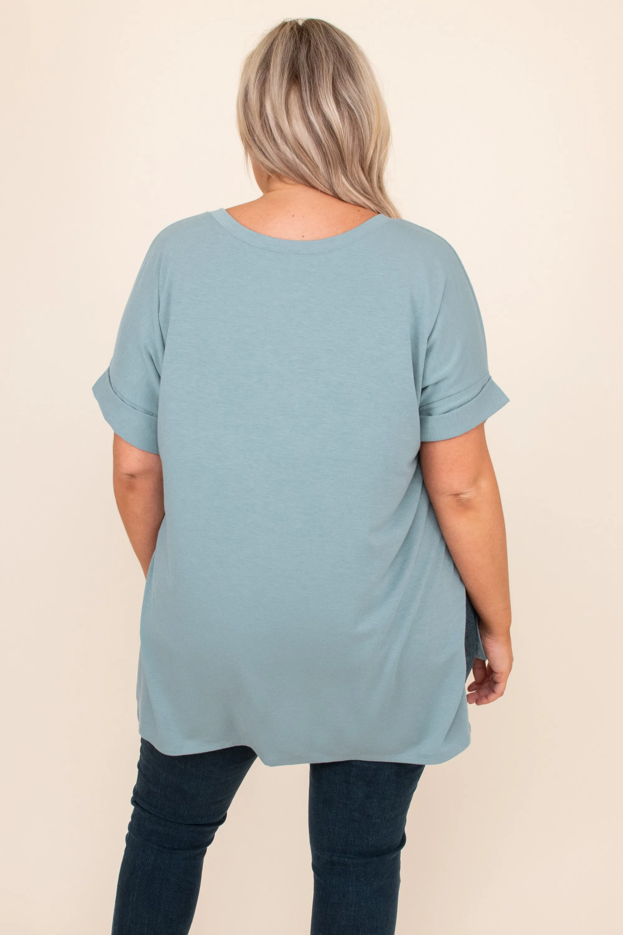 Comfy Travel Top, Blue Grey