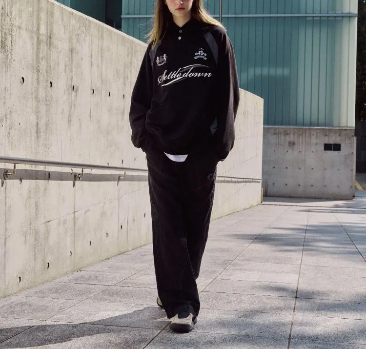 COMPAGNO | Unisex Street Style Long Sleeve Oversized Logo Hoodie