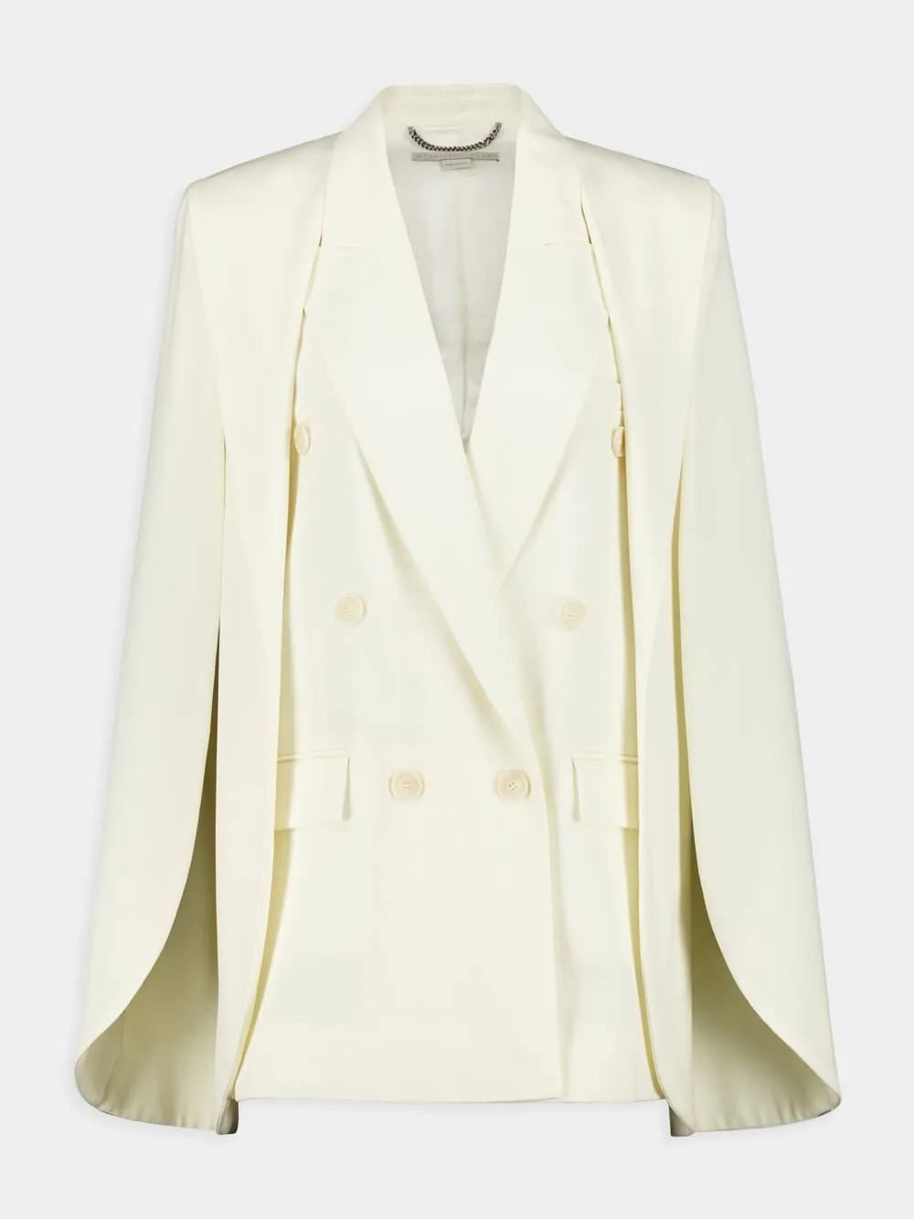 Cream Cape-Sleeve Wool Blazer