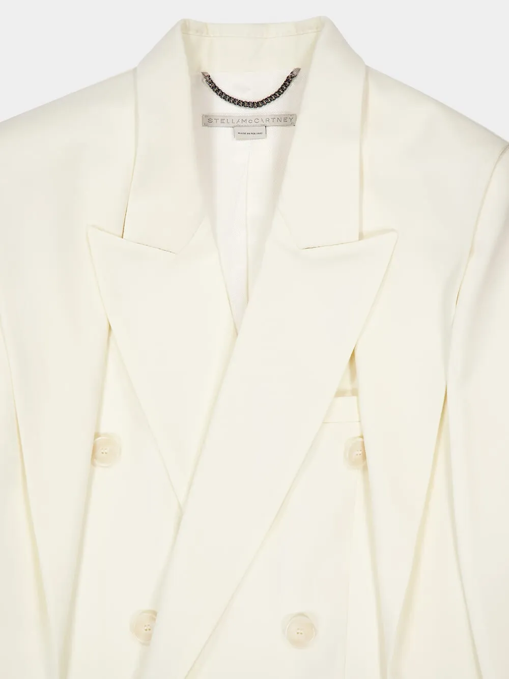 Cream Cape-Sleeve Wool Blazer