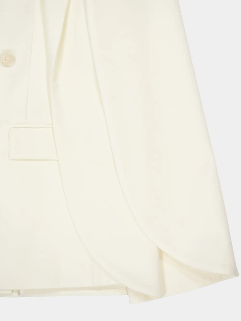 Cream Cape-Sleeve Wool Blazer