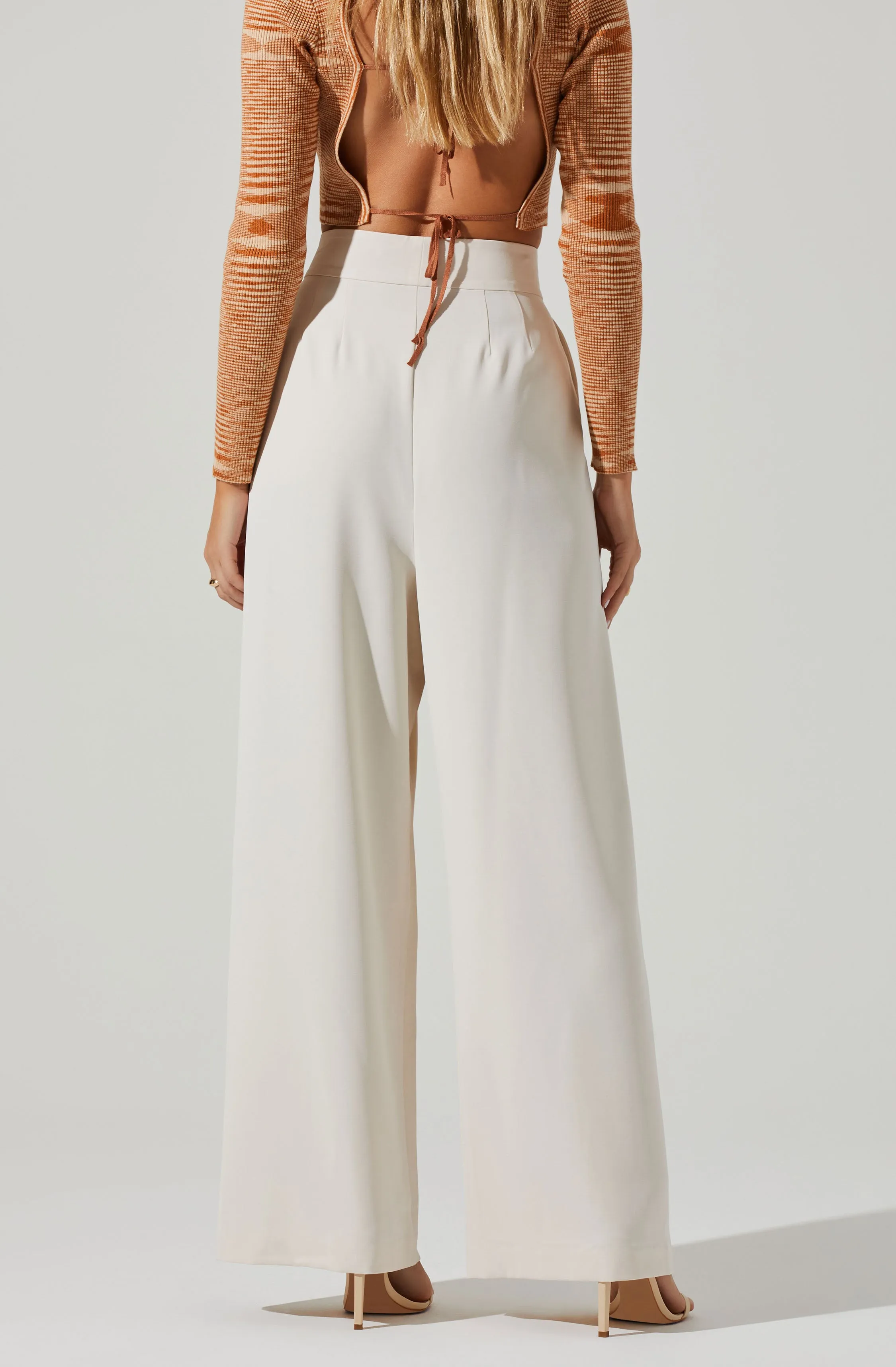 Criss Cross Pleated Wide Leg Pants for Boyfriend