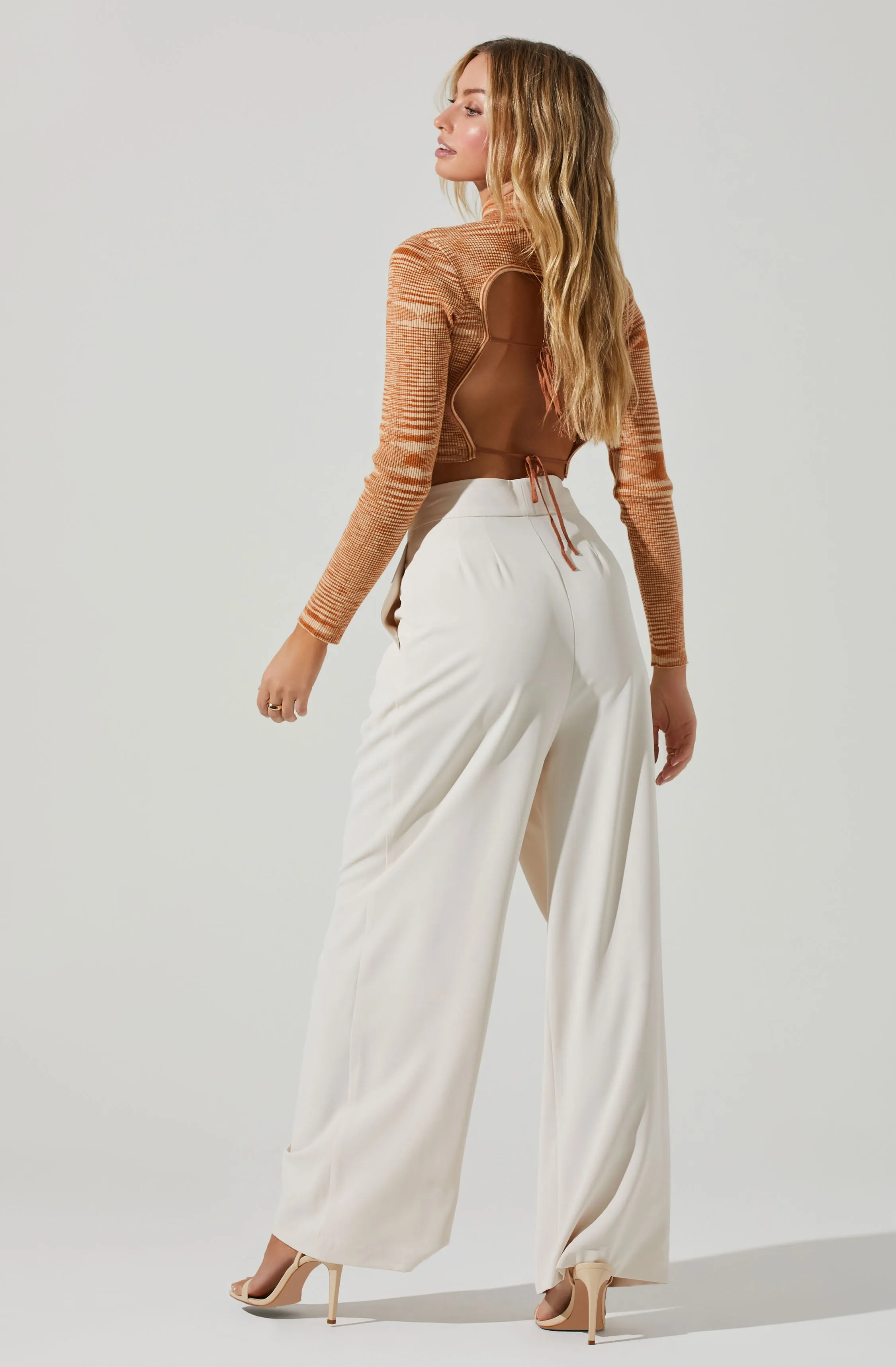 Criss Cross Pleated Wide Leg Pants for Boyfriend