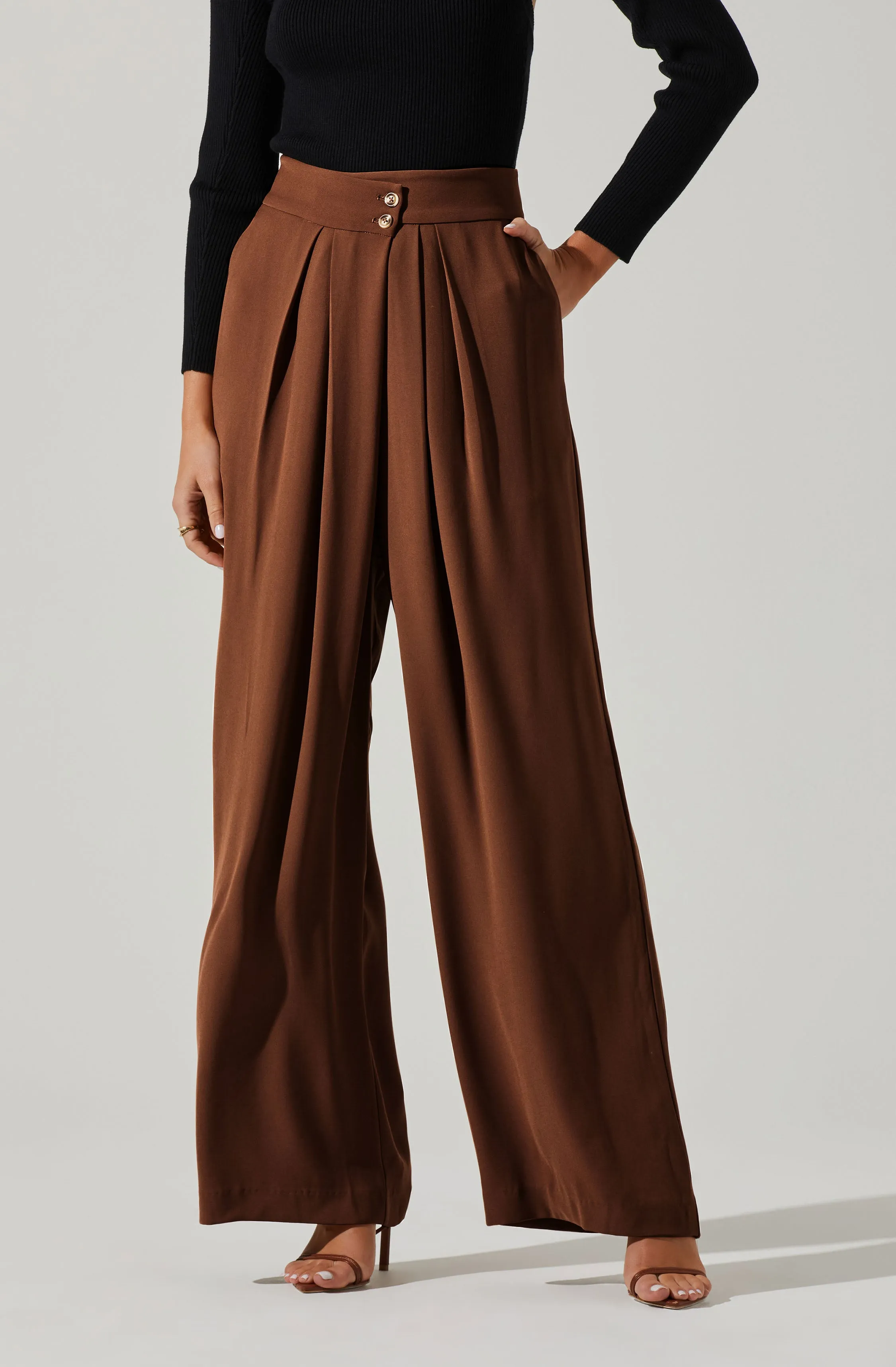 Criss Cross Pleated Wide Leg Pants for Boyfriend