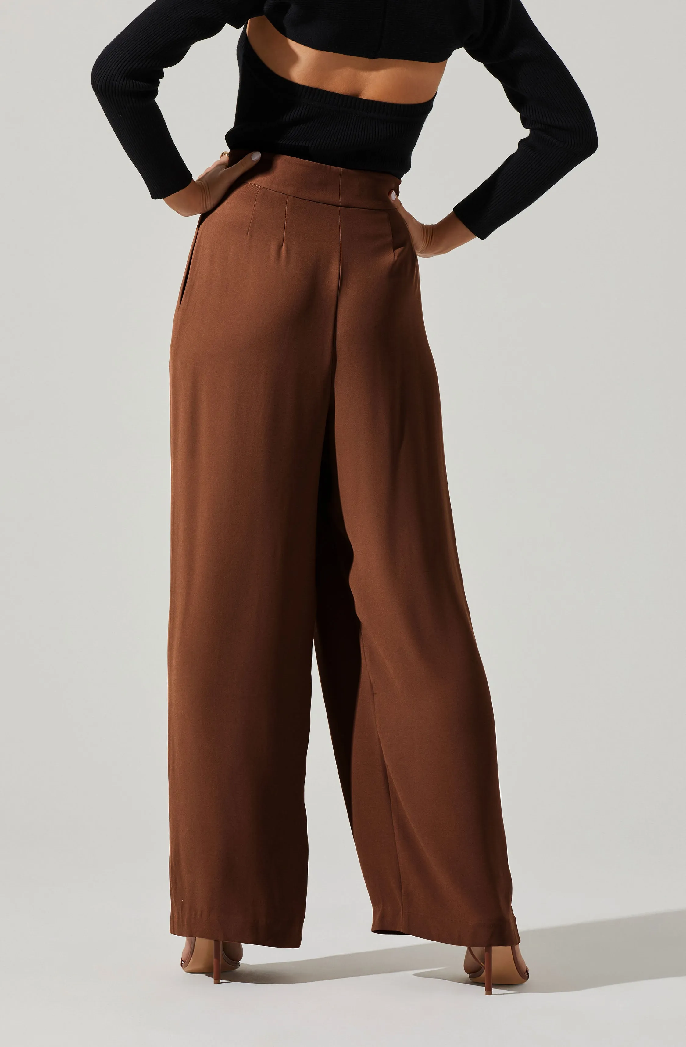 Criss Cross Pleated Wide Leg Pants for Boyfriend