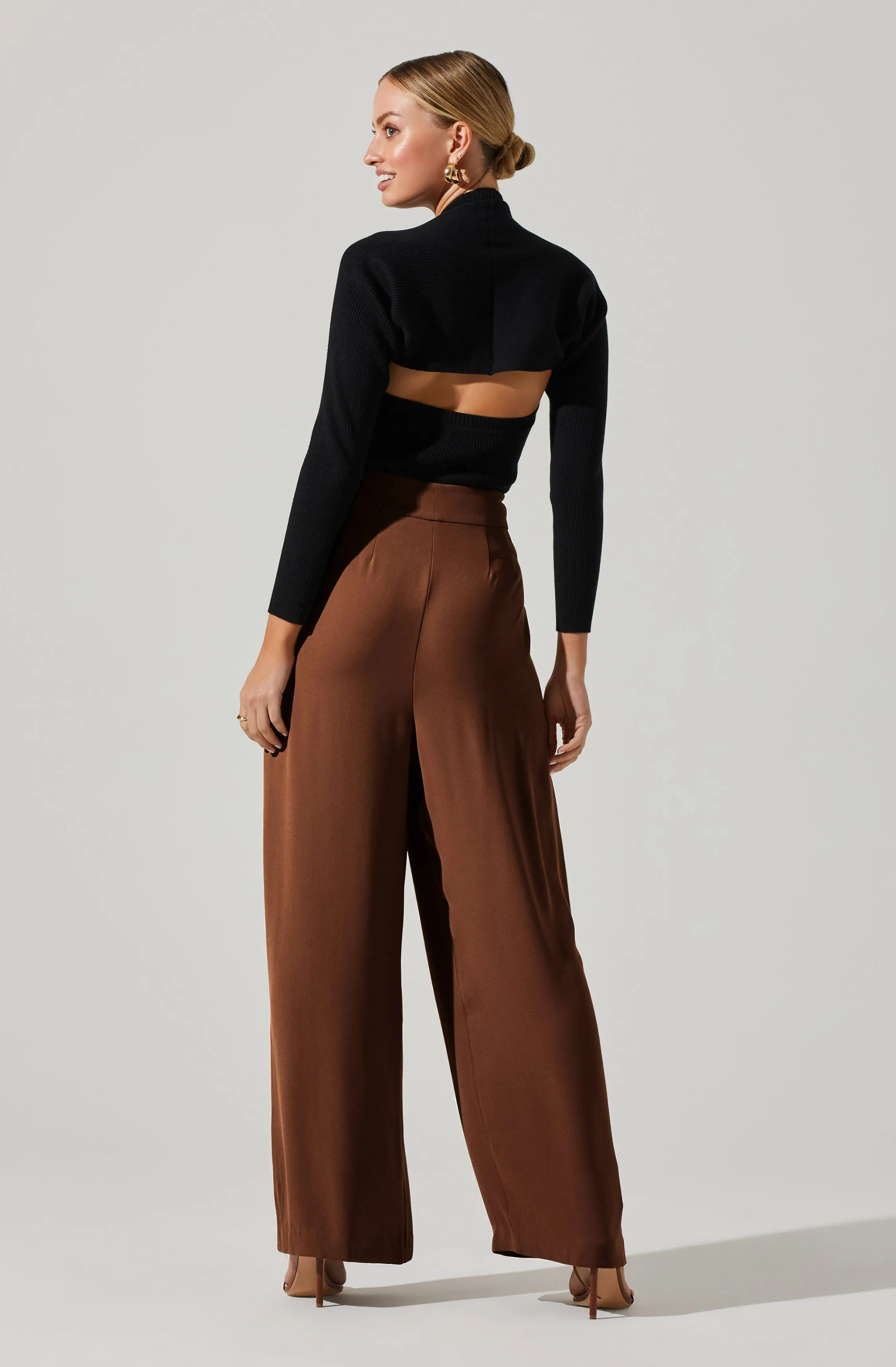 Criss Cross Pleated Wide Leg Pants for Boyfriend