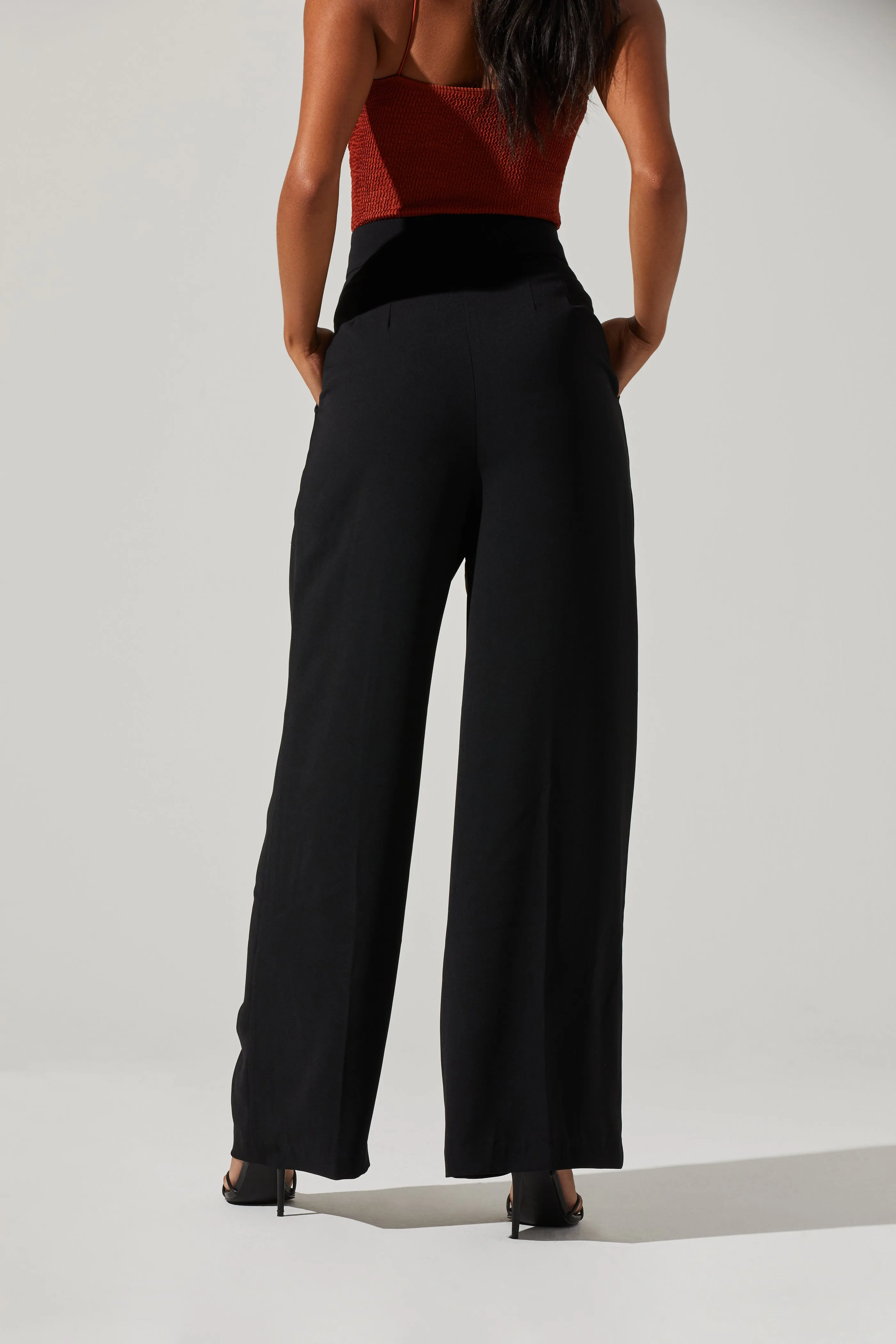 Criss Cross Pleated Wide Leg Pants for Boyfriend