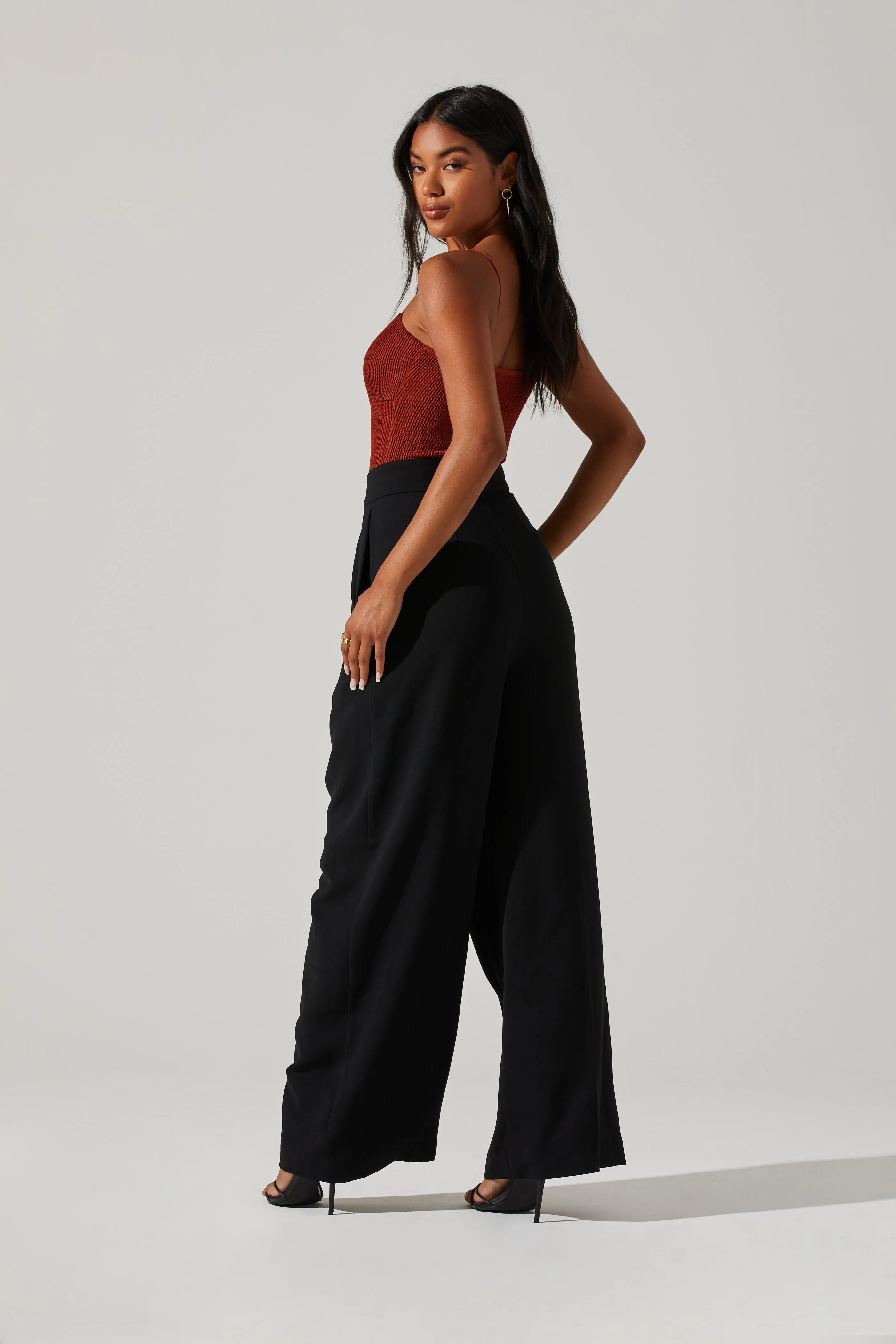 Criss Cross Pleated Wide Leg Pants for Boyfriend