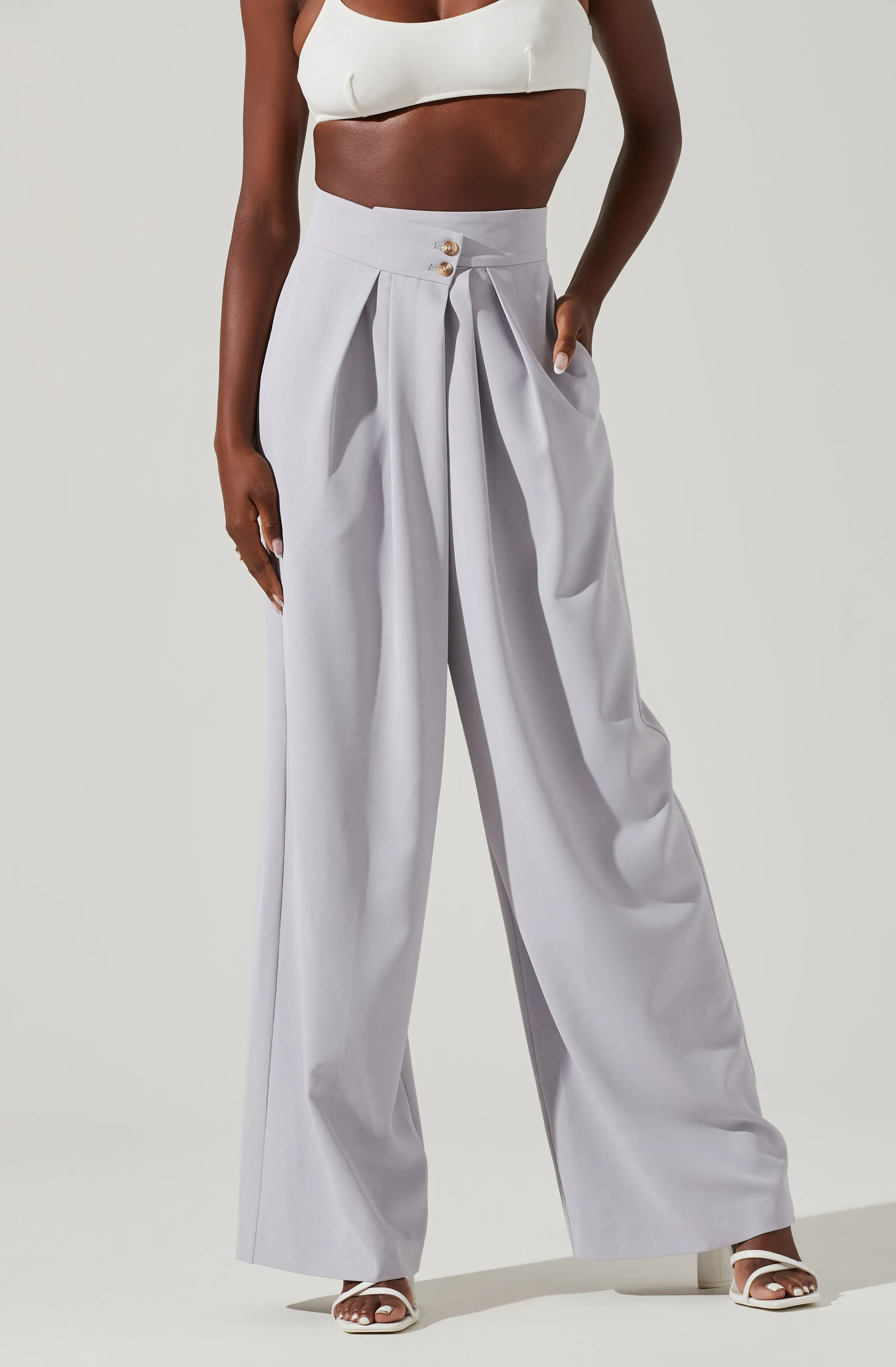 Criss Cross Pleated Wide Leg Pants for Boyfriend