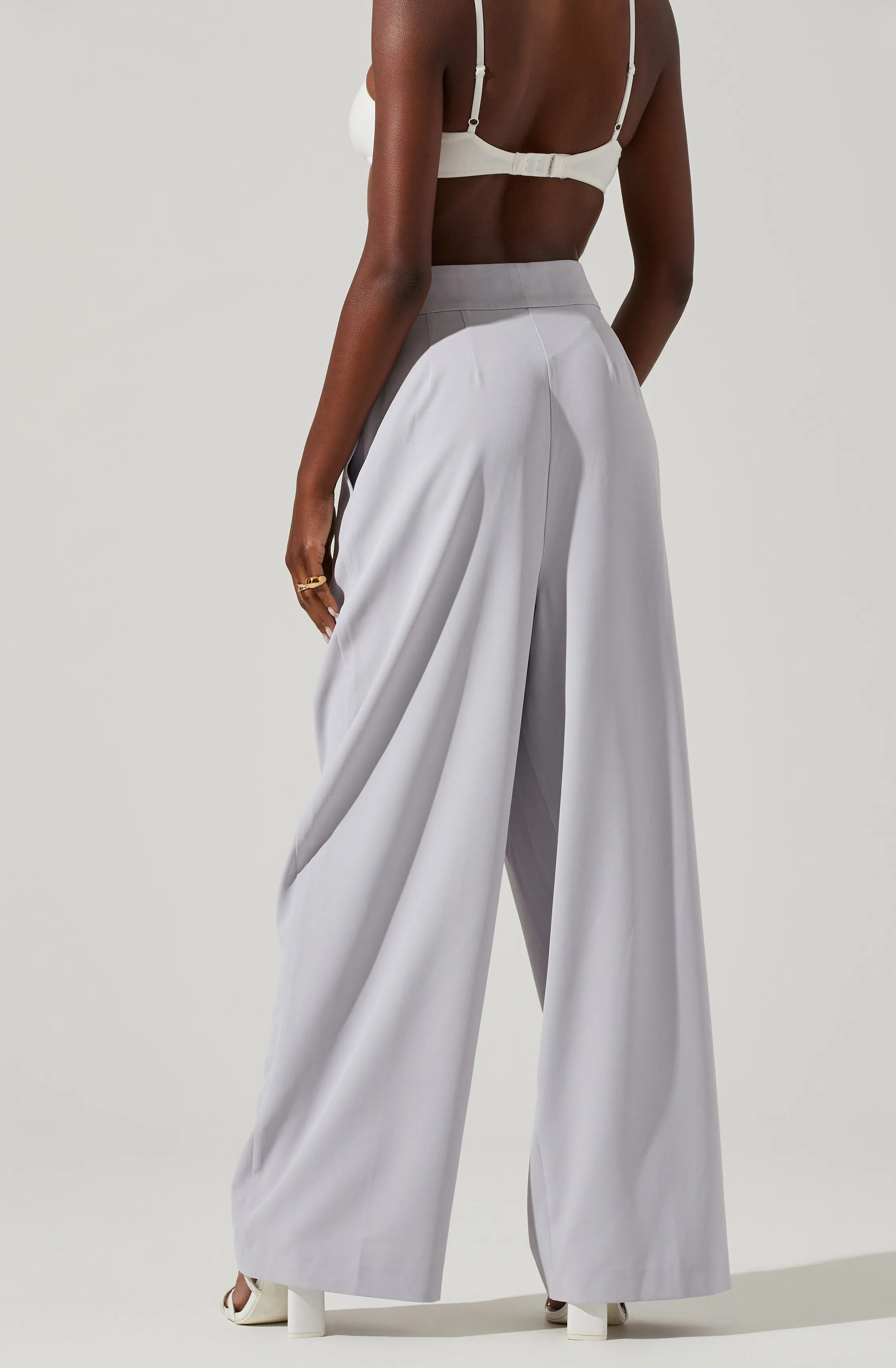 Criss Cross Pleated Wide Leg Pants for Boyfriend