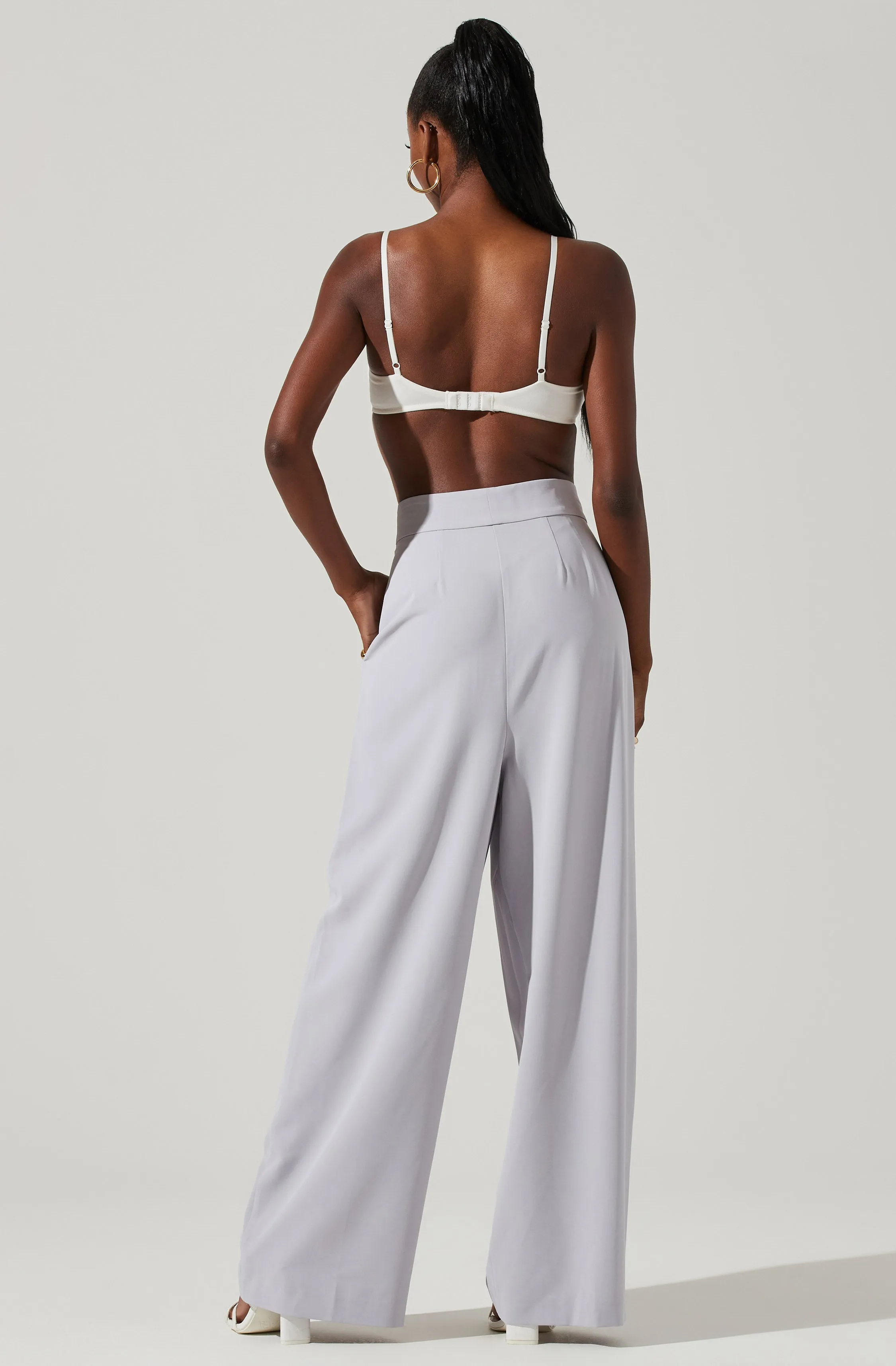 Criss Cross Pleated Wide Leg Pants for Boyfriend