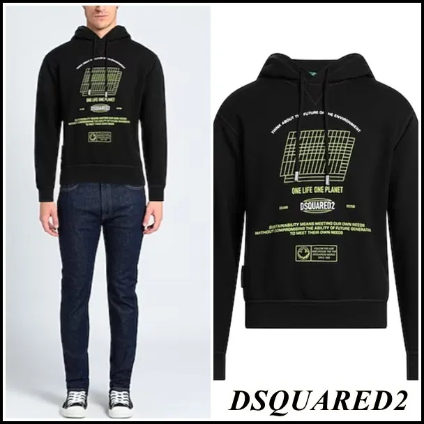 D2 Unisex Street Style Long Sleeves Cotton Logo Luxury Hoodies