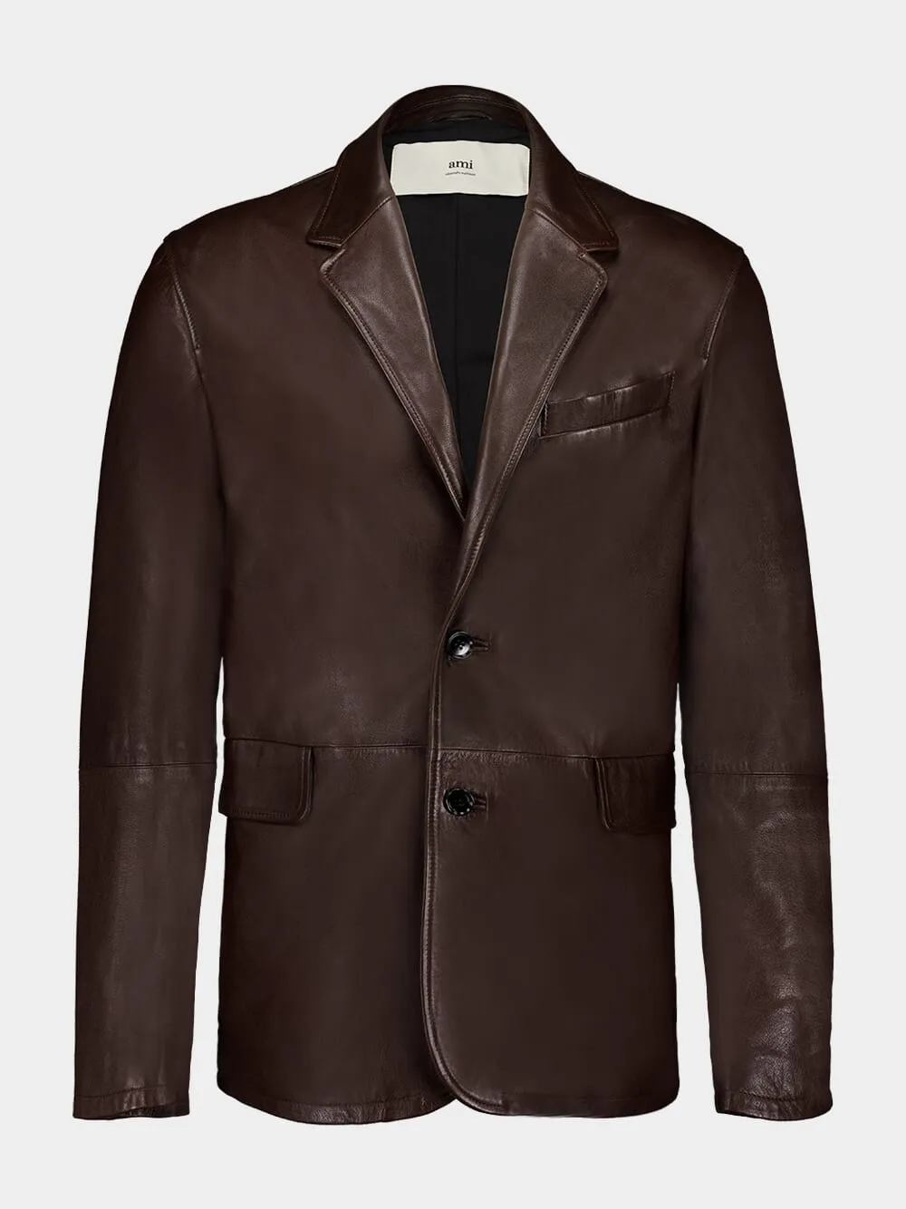 Dark Coffee Leather Blazer