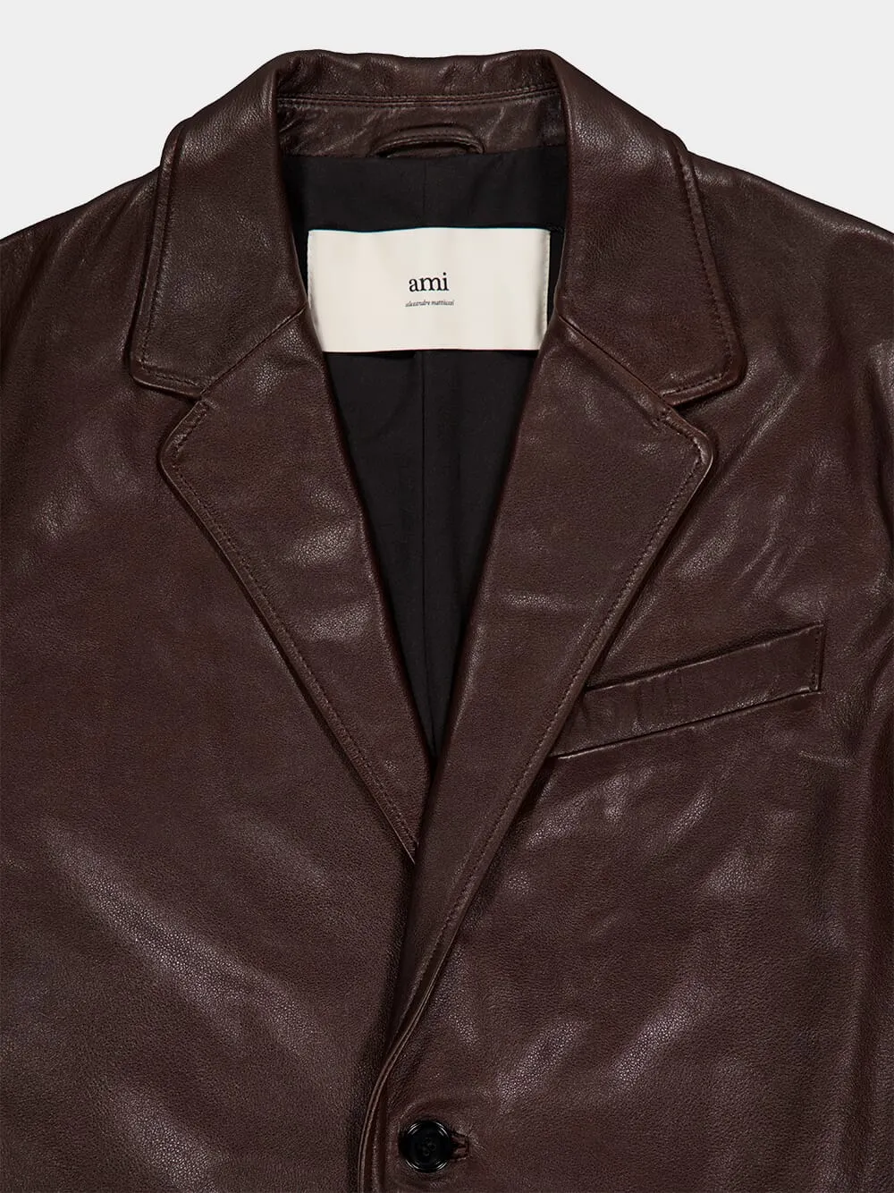 Dark Coffee Leather Blazer