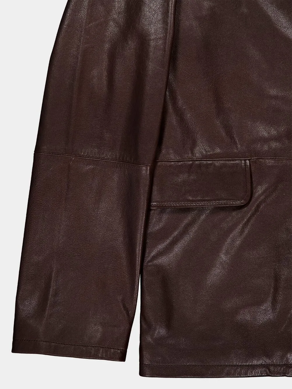 Dark Coffee Leather Blazer