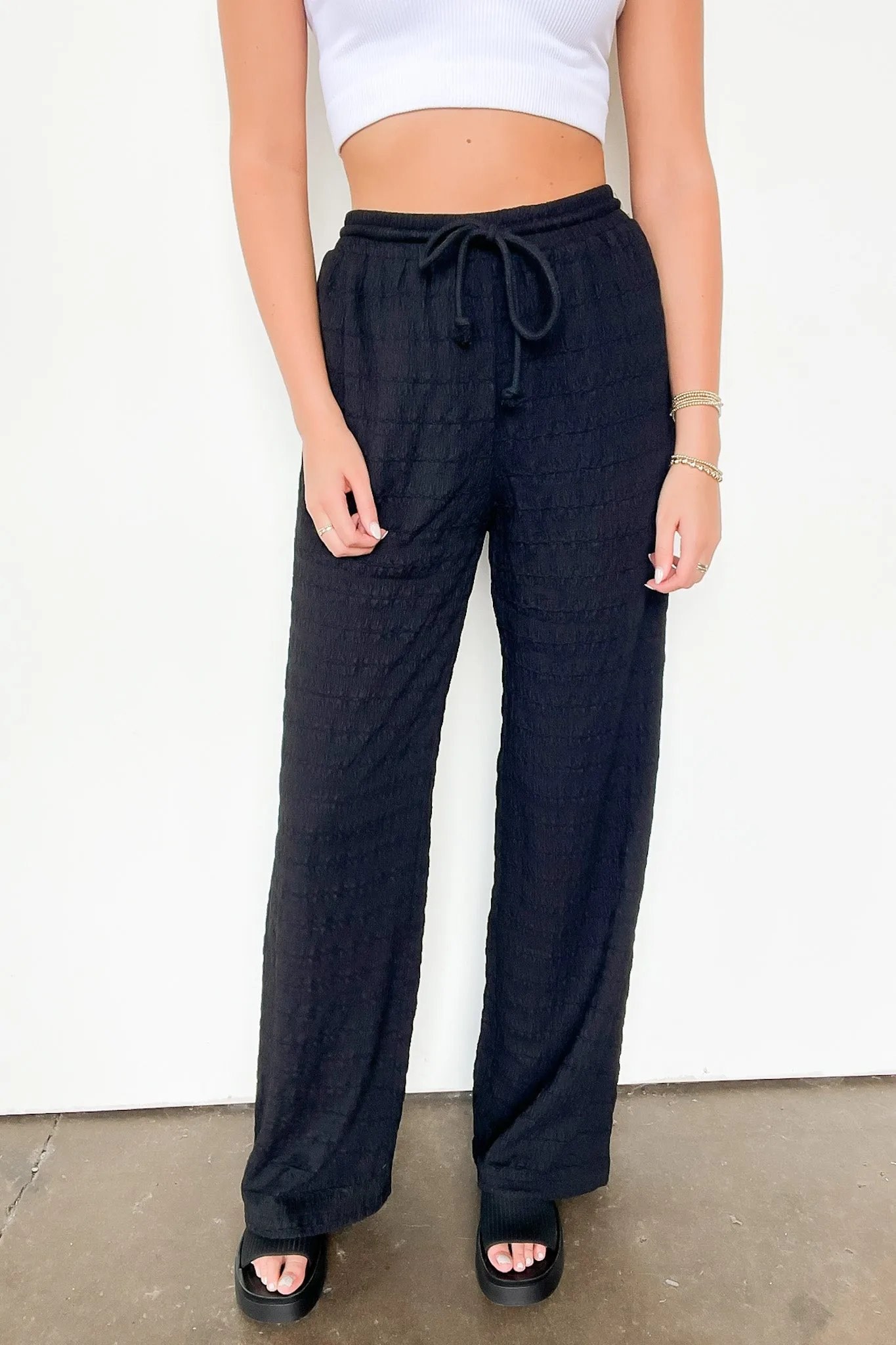 Delightful High Waist Textured Knit Pants