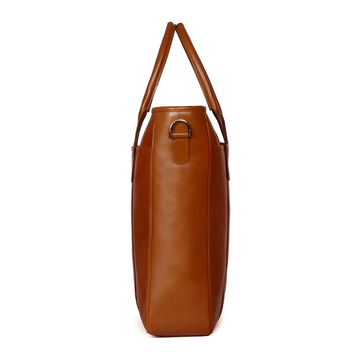 Detachable Strap Full-Length Exterior Pockets Zip Compartment Tan Leather Tote Bag By Brune & Bareskin