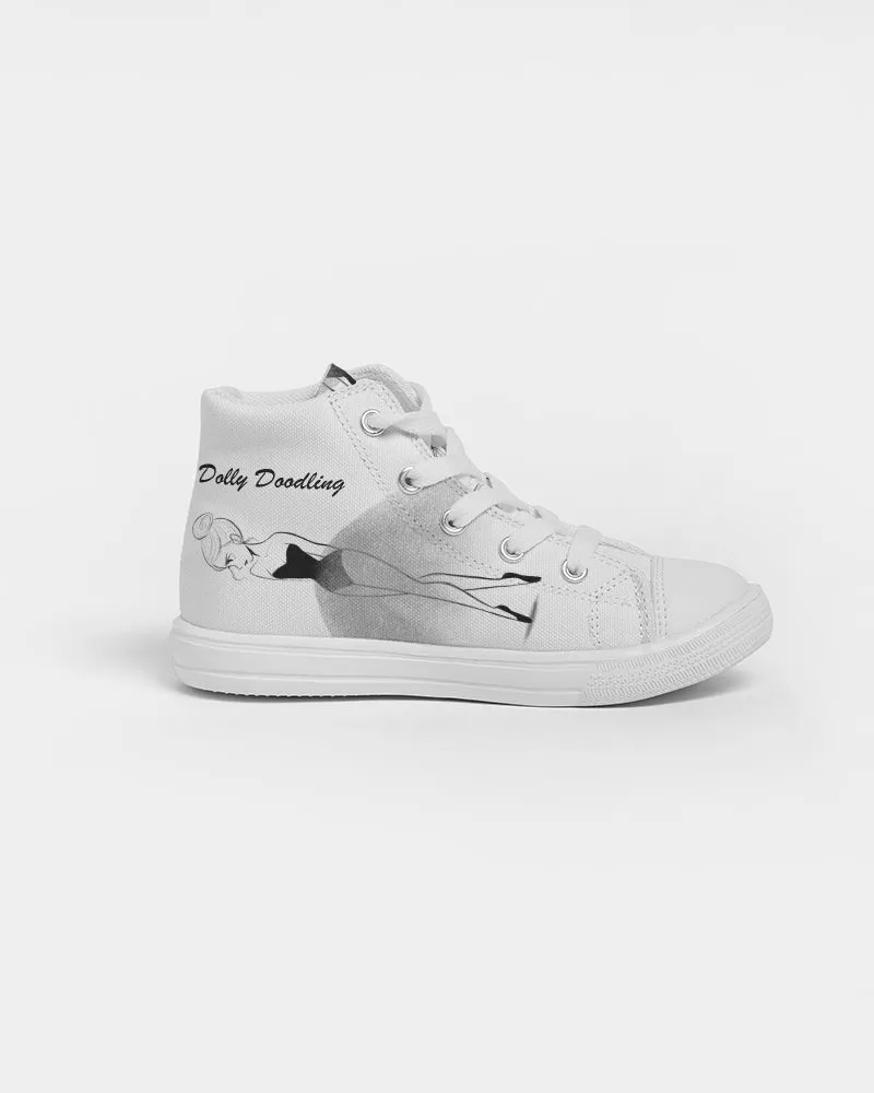 Dolly Doodling Ballerina Kids White Hightop Canvas Shoe