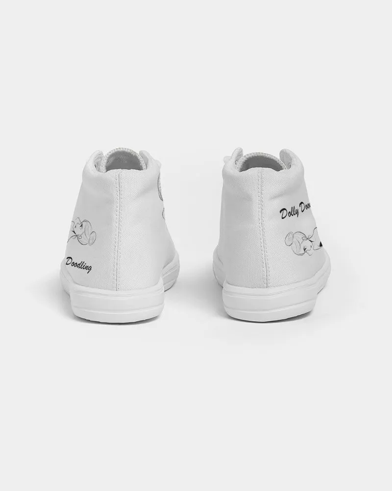 Dolly Doodling Ballerina Kids White Hightop Canvas Shoe