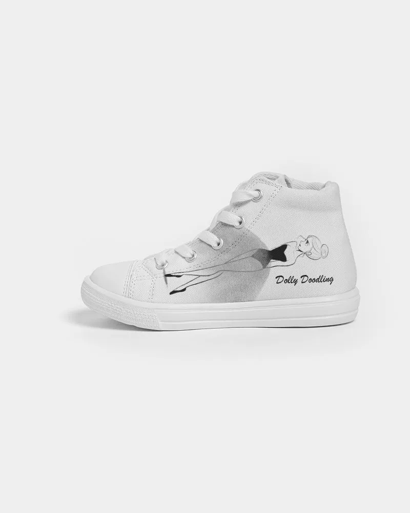 Dolly Doodling Ballerina Kids White Hightop Canvas Shoe