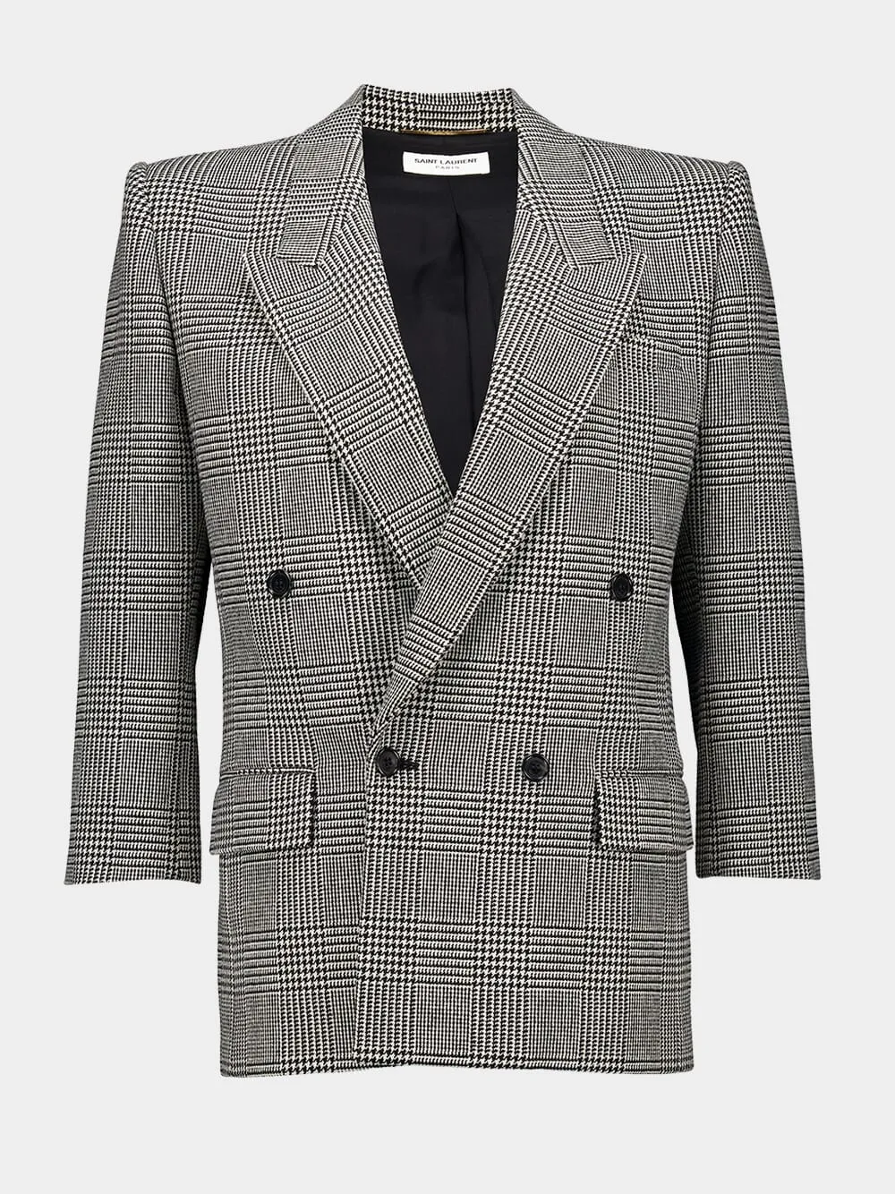 Double-Breasted Houndstooth Blazer