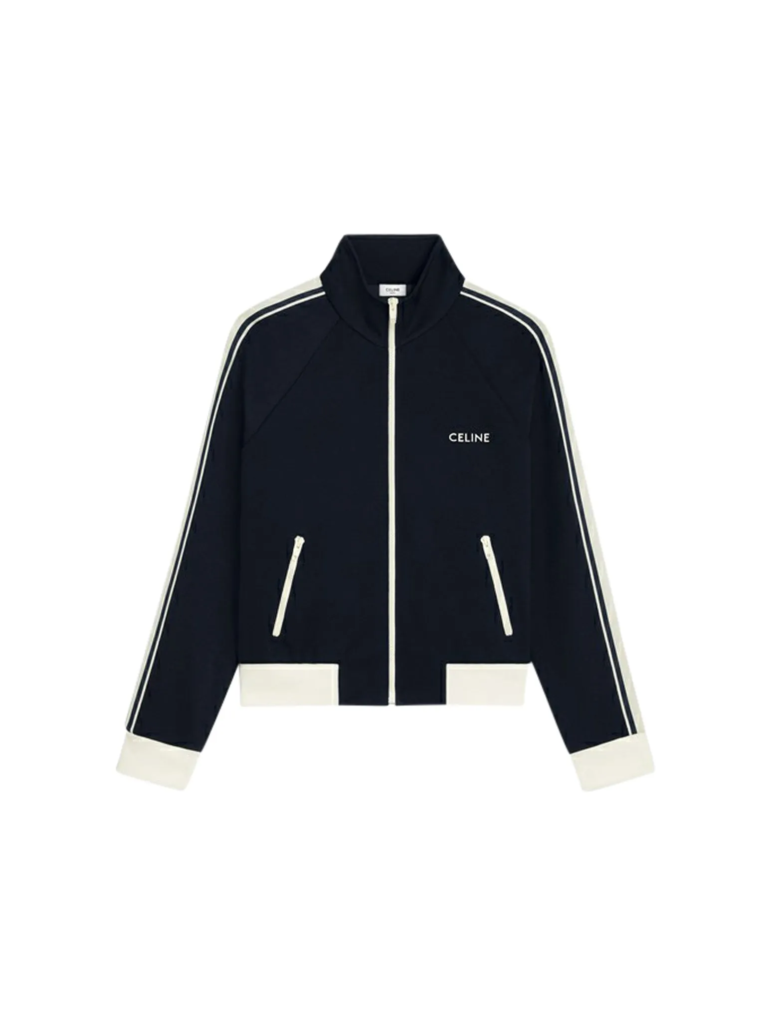 Double Face Jersey Track Jacket - Blue Ancre / Off White.