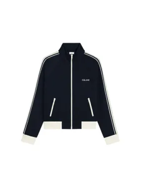 Double Face Jersey Track Jacket - Blue Ancre / Off White.