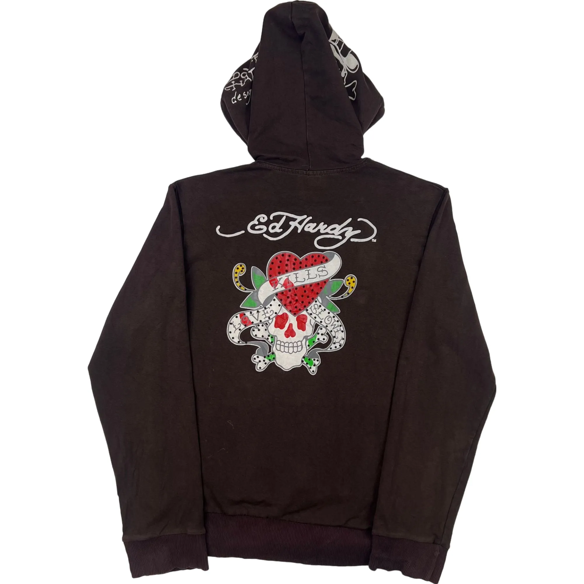 Ed Hardy Zip-Up Hoodie Brown