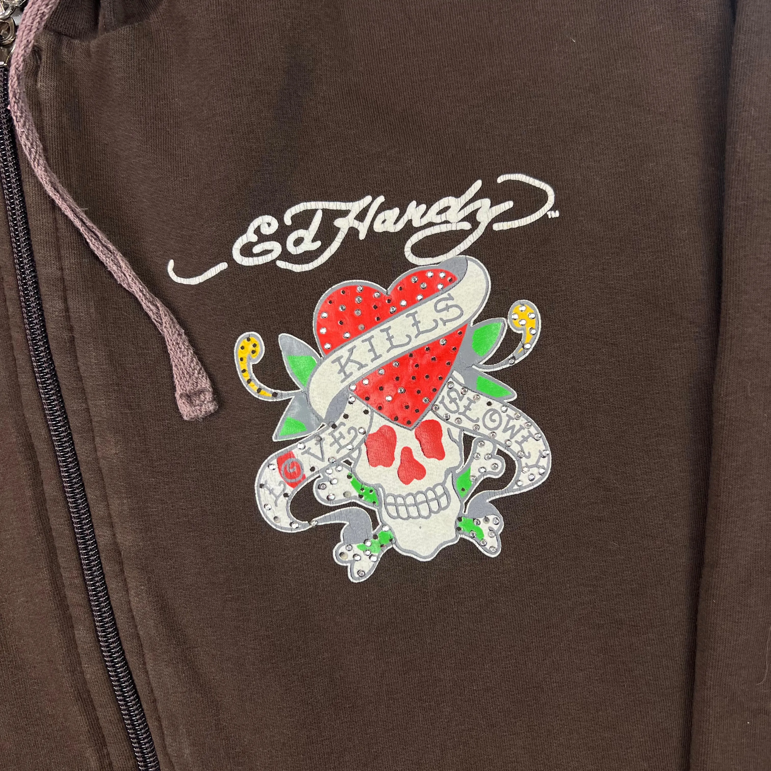 Ed Hardy Zip-Up Hoodie Brown