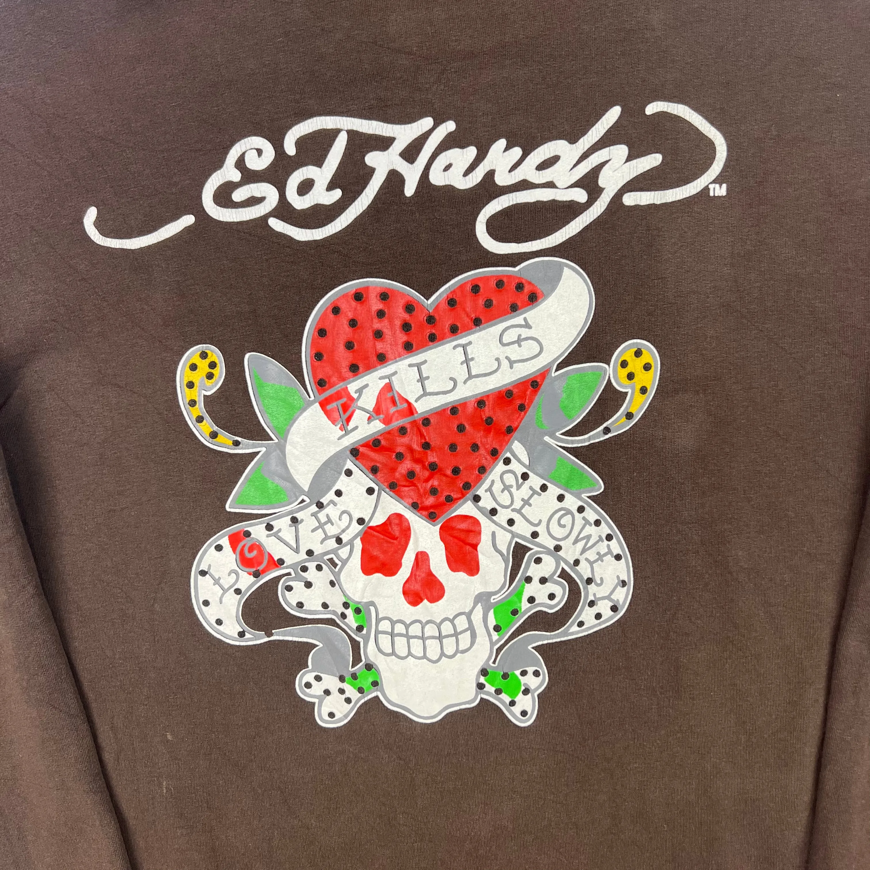 Ed Hardy Zip-Up Hoodie Brown