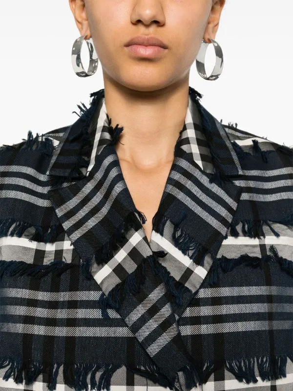 Express Blazer - Navy Black Fringe Checks