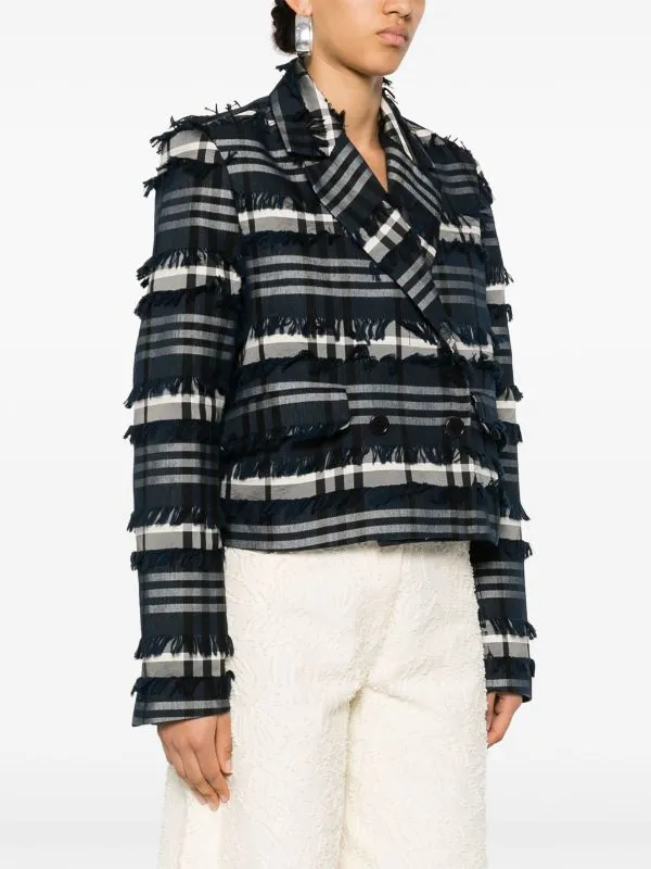 Express Blazer - Navy Black Fringe Checks