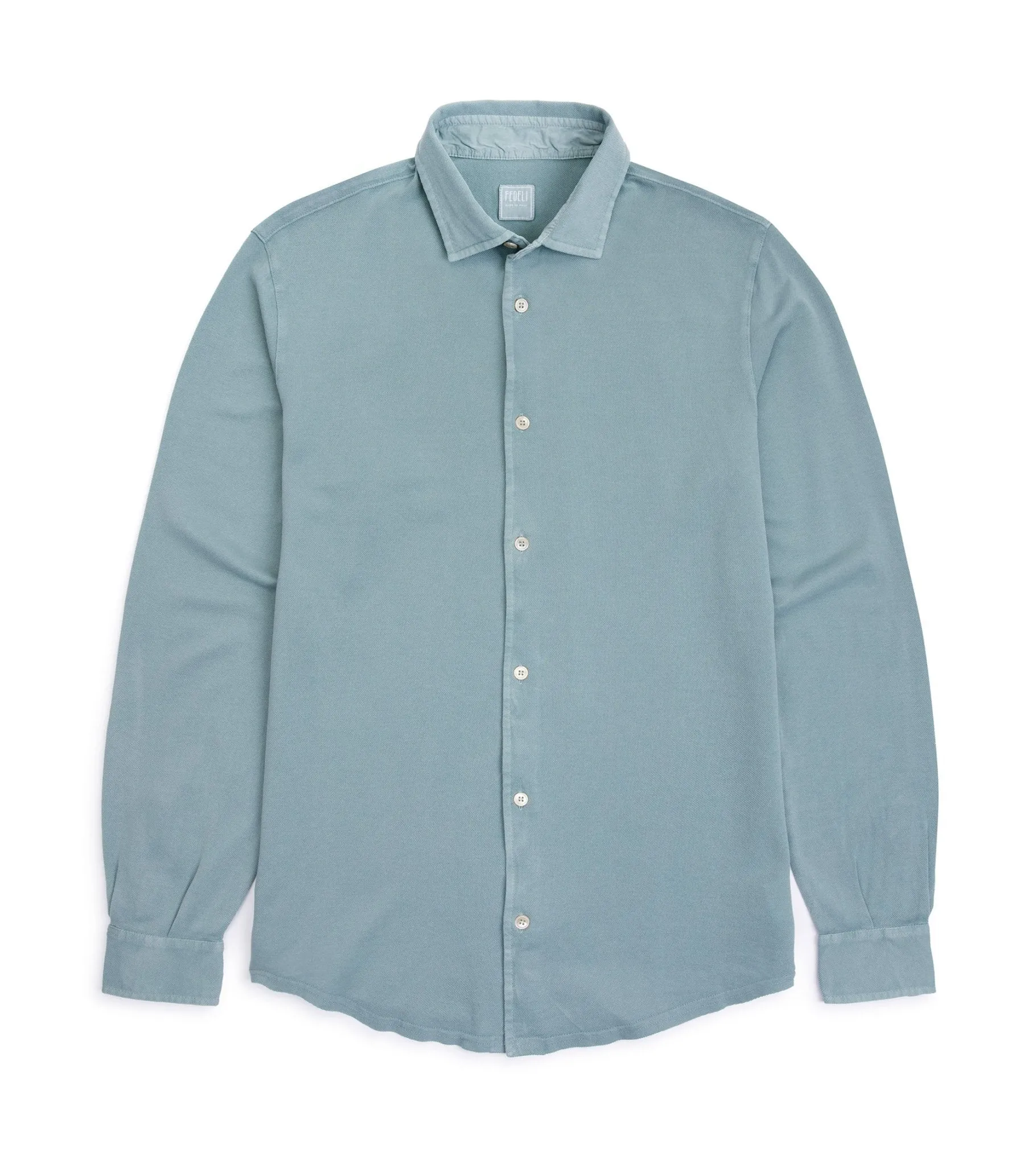 Fedeli Light Cotton Pique Shirt in Pale Green